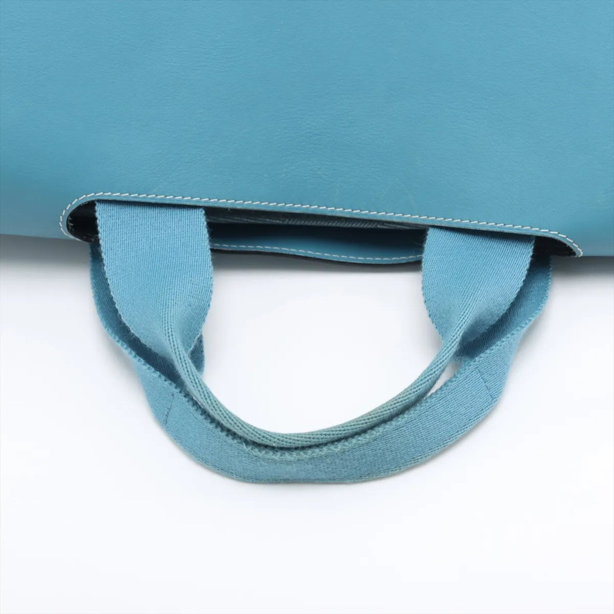 Hermes Blue Jean Leather Canvas Handbag Shoulder Bag Tote Bag (Pre-Owned)