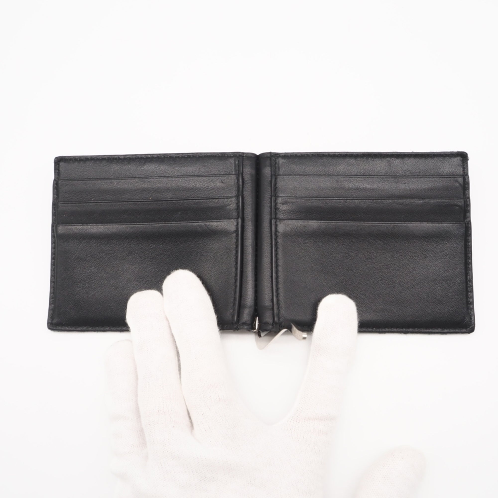 Christian Dior Black Gray Canvas Leather Money Clip (Pre-Owned)