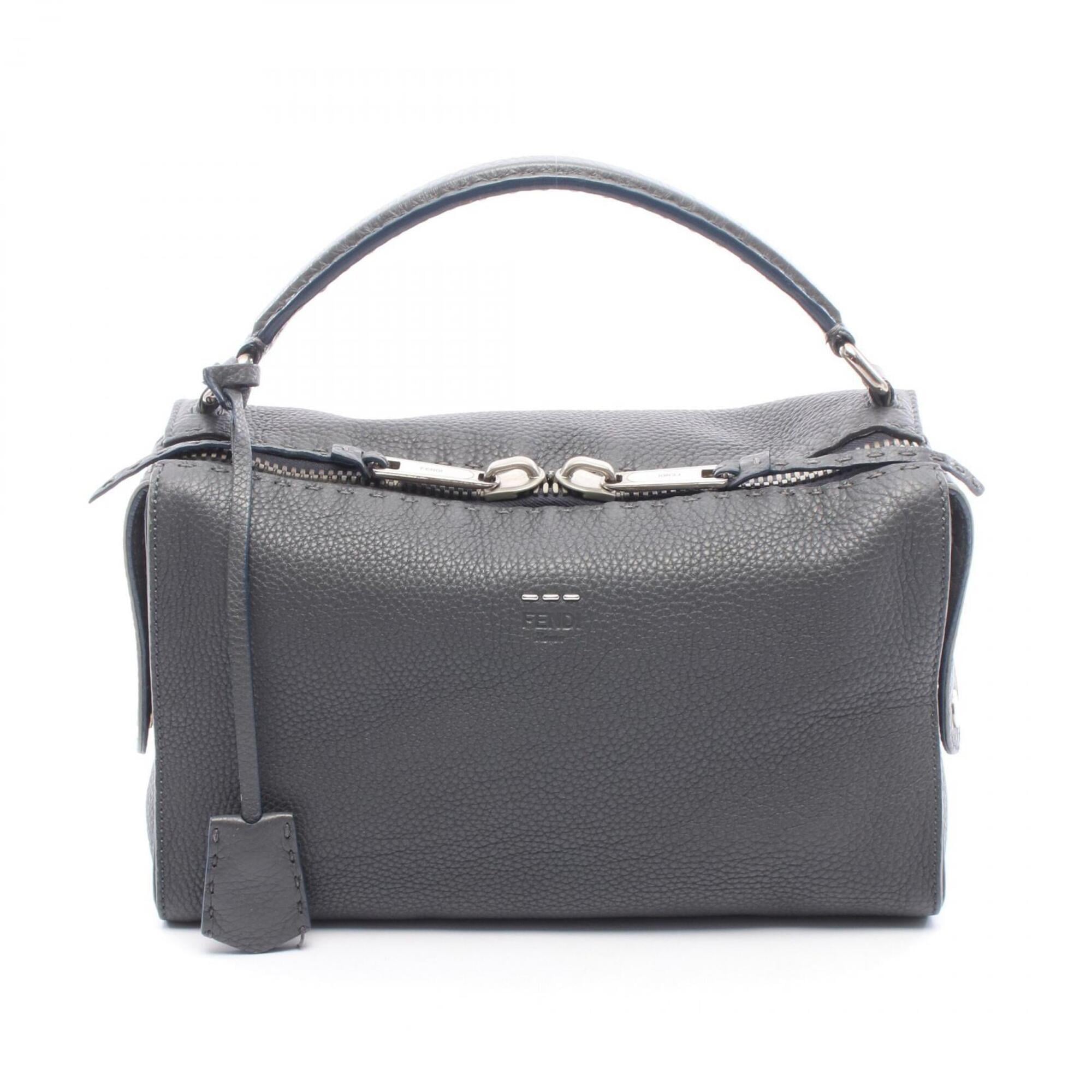 Fendi Selleria Gray Leather Handbag (Pre-Owned)