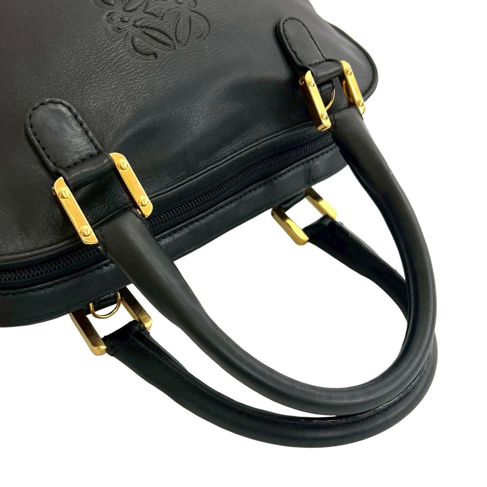 Loewe Black Leather Boston Bag Handbag Tote Bag (Pre-Owned)