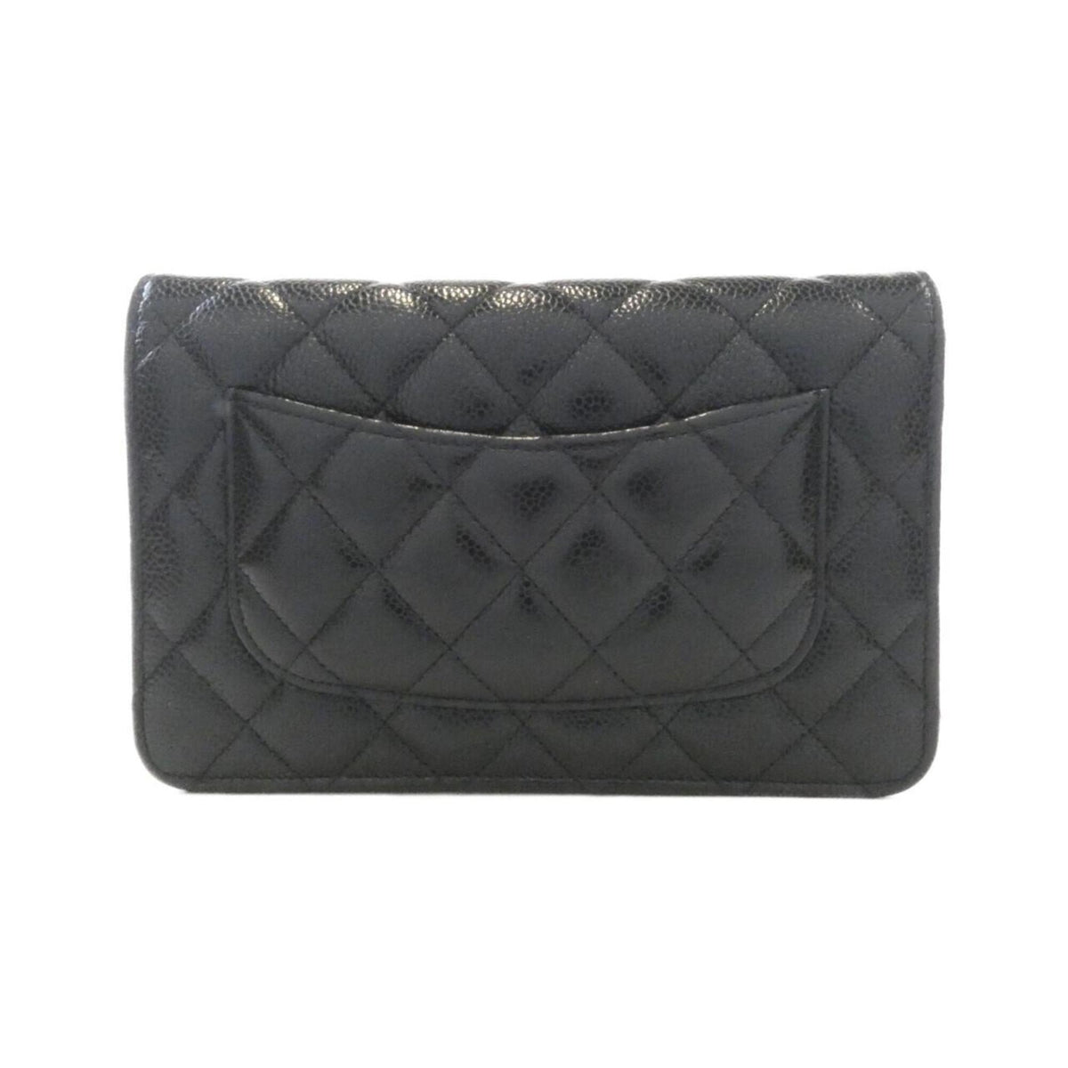 Chanel Black Bordeaux Grained Calfskin Chain/Shoulder Wallet (Pre-Owned)