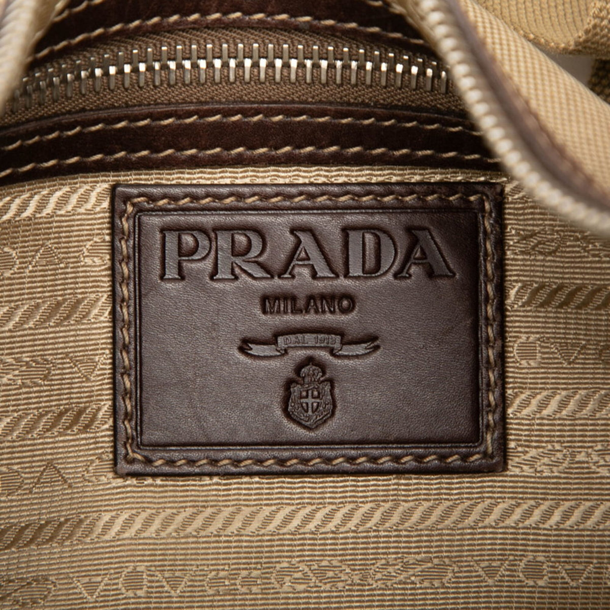 Prada Brown Canvas Leather Shoulder Bag (Pre-Owned)