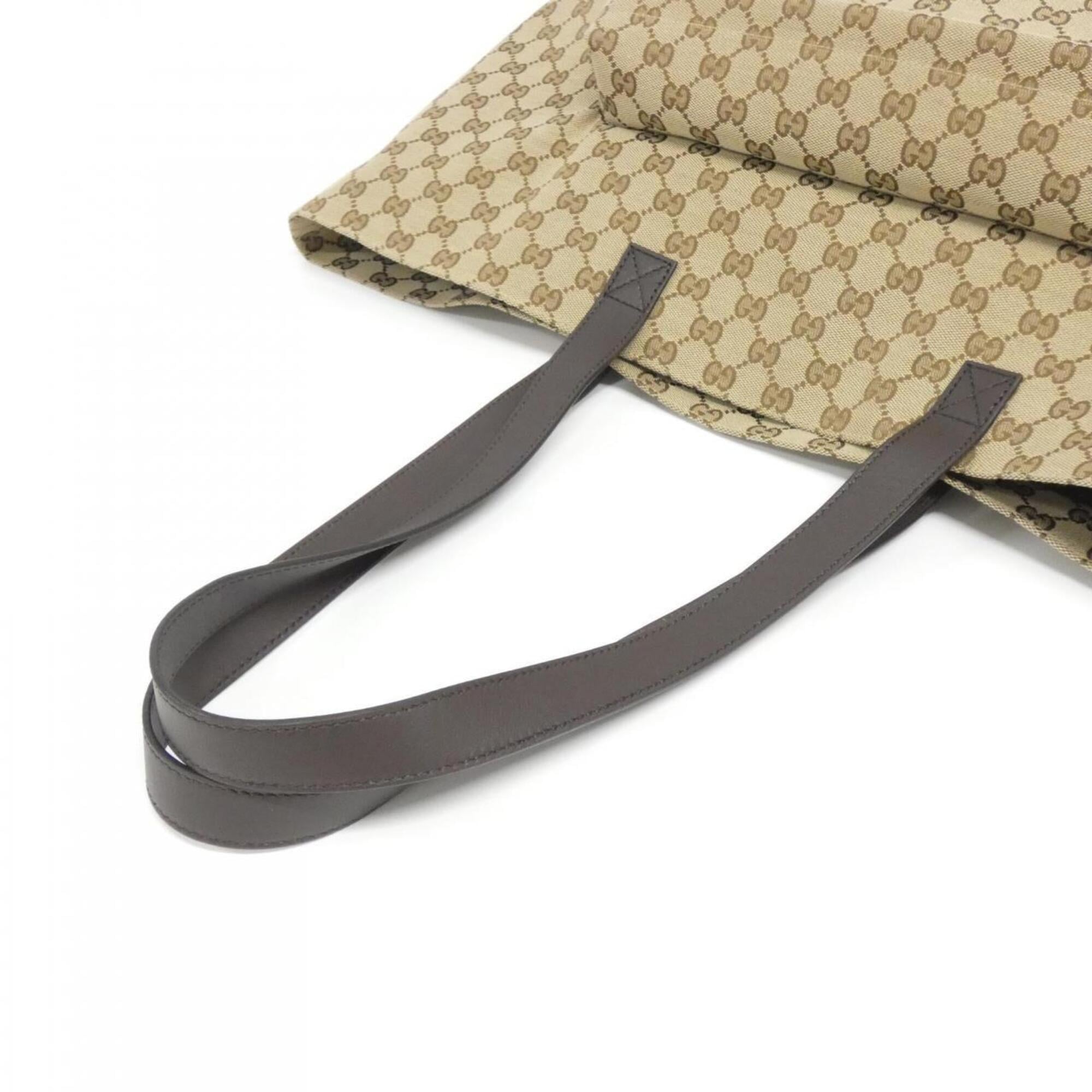 Gucci Beige Brown Gg Canvas Handbag (Pre-Owned)