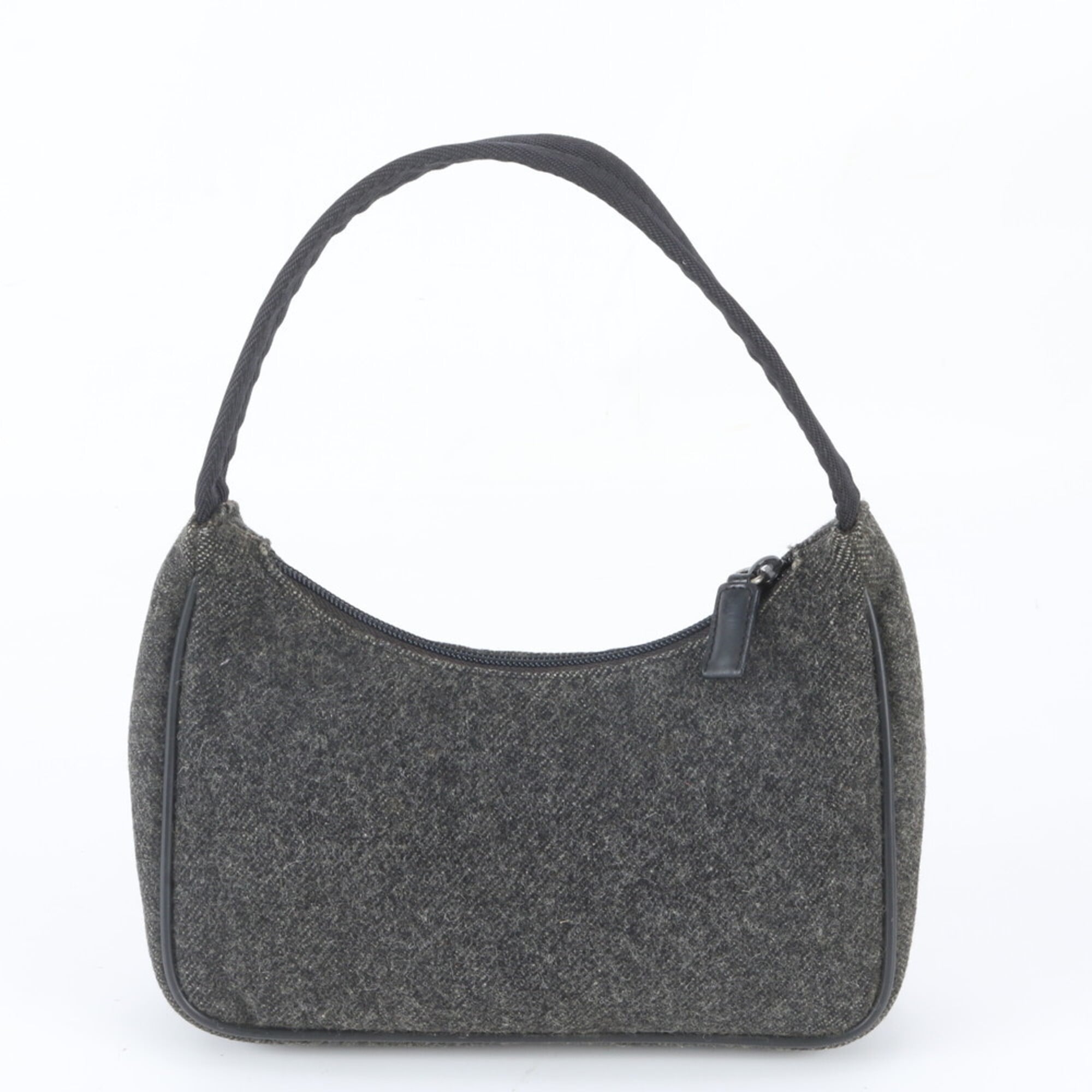 Prada Black Leather Canvas Handbag (Pre-Owned)