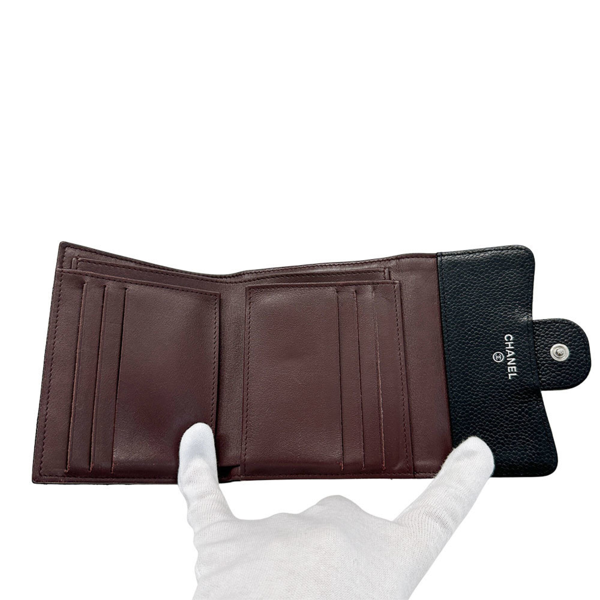 Chanel Black Grained Calfskin Wallet (Bi-Fold) (Pre-Owned)