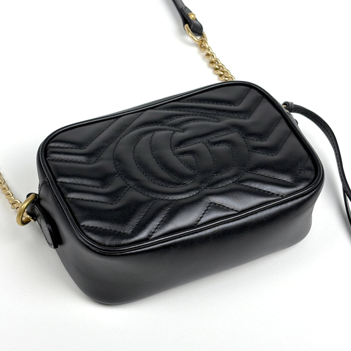Gucci Gg Marmont Black Leather Shoulder Bag (Pre-Owned)