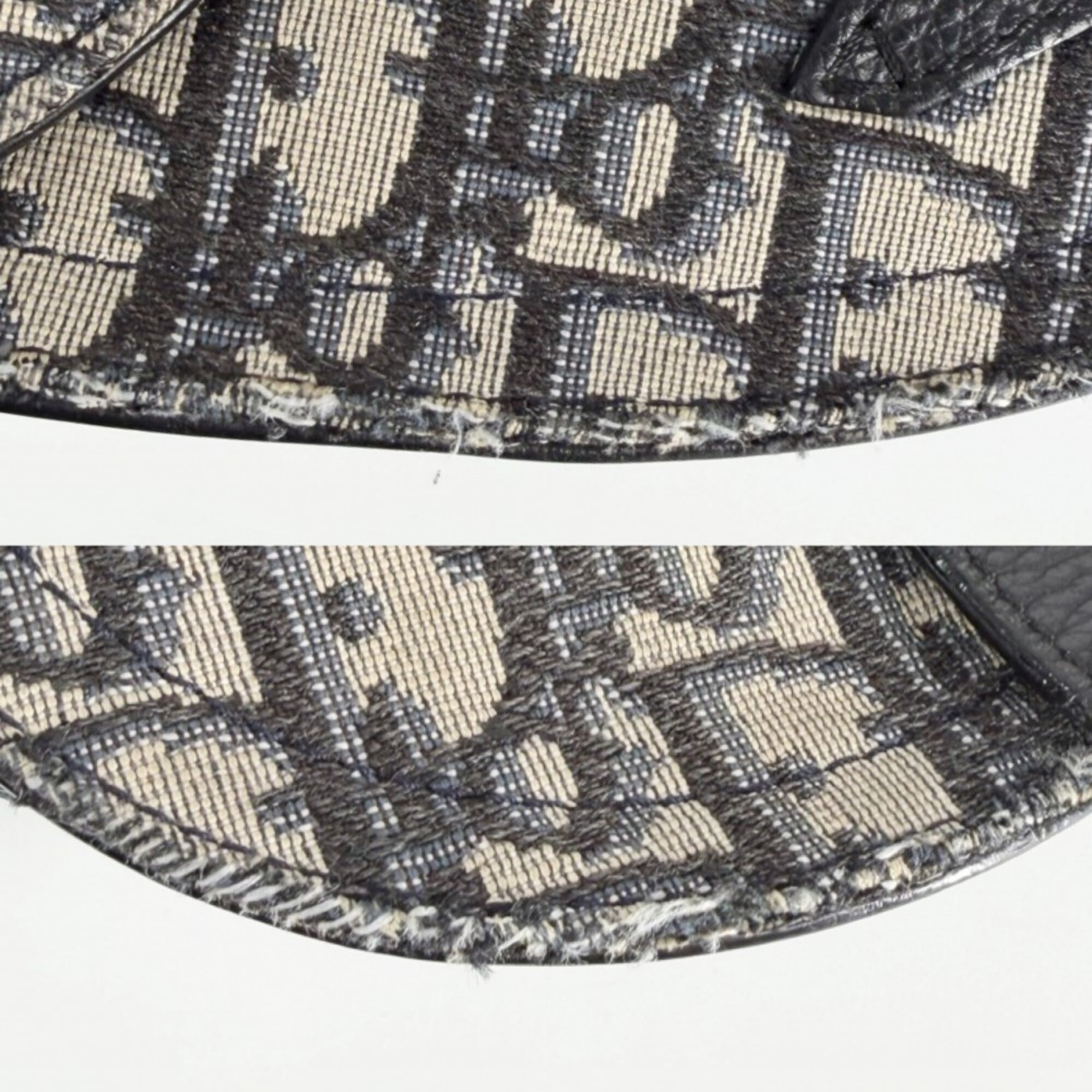 Christian Dior Beige Black White Leather Canvas Messenger Bag Saddle Bag Shoulder Bag (Pre-Owned)