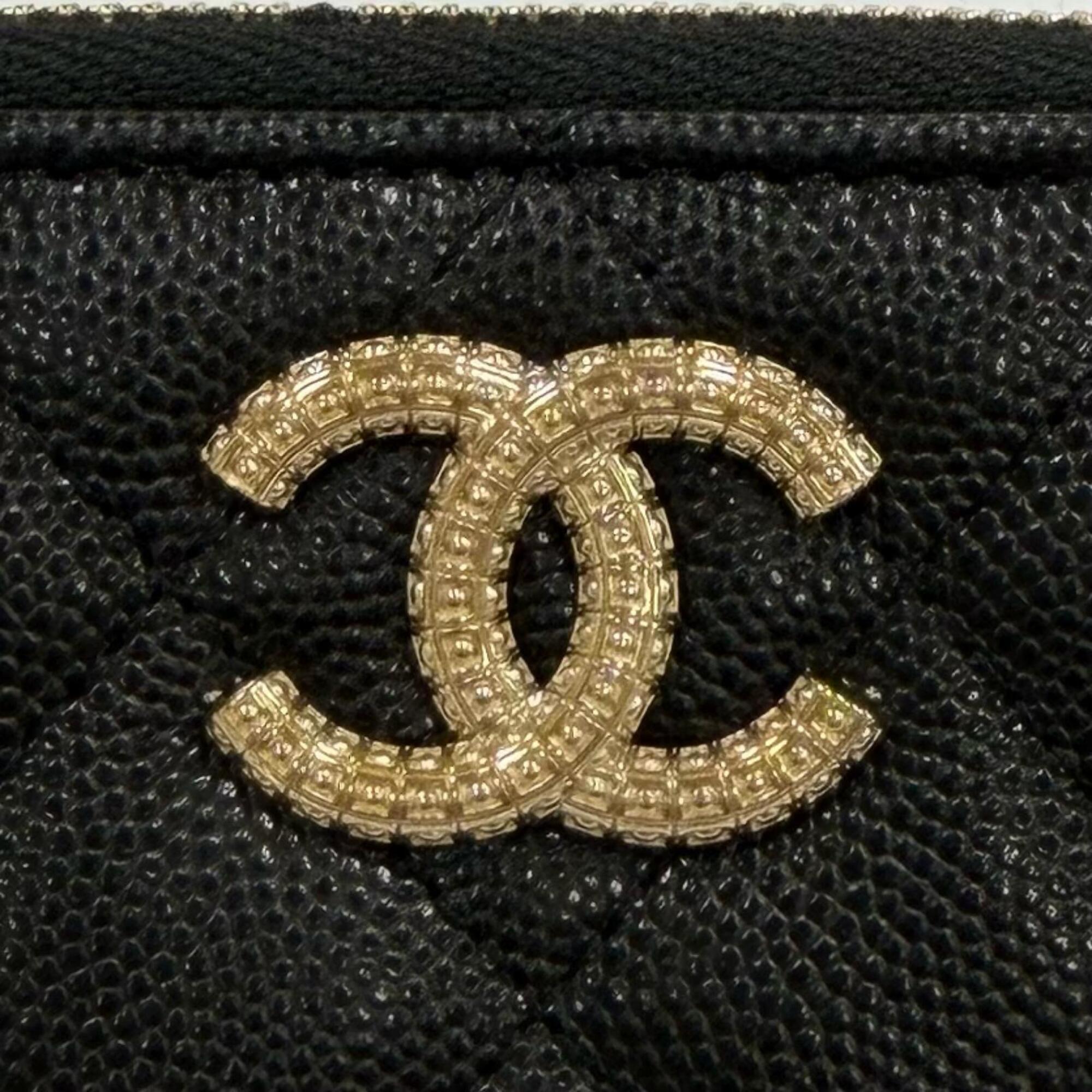 Chanel Black Grained Calfskin Wallet (Bi-Fold) (Pre-Owned)
