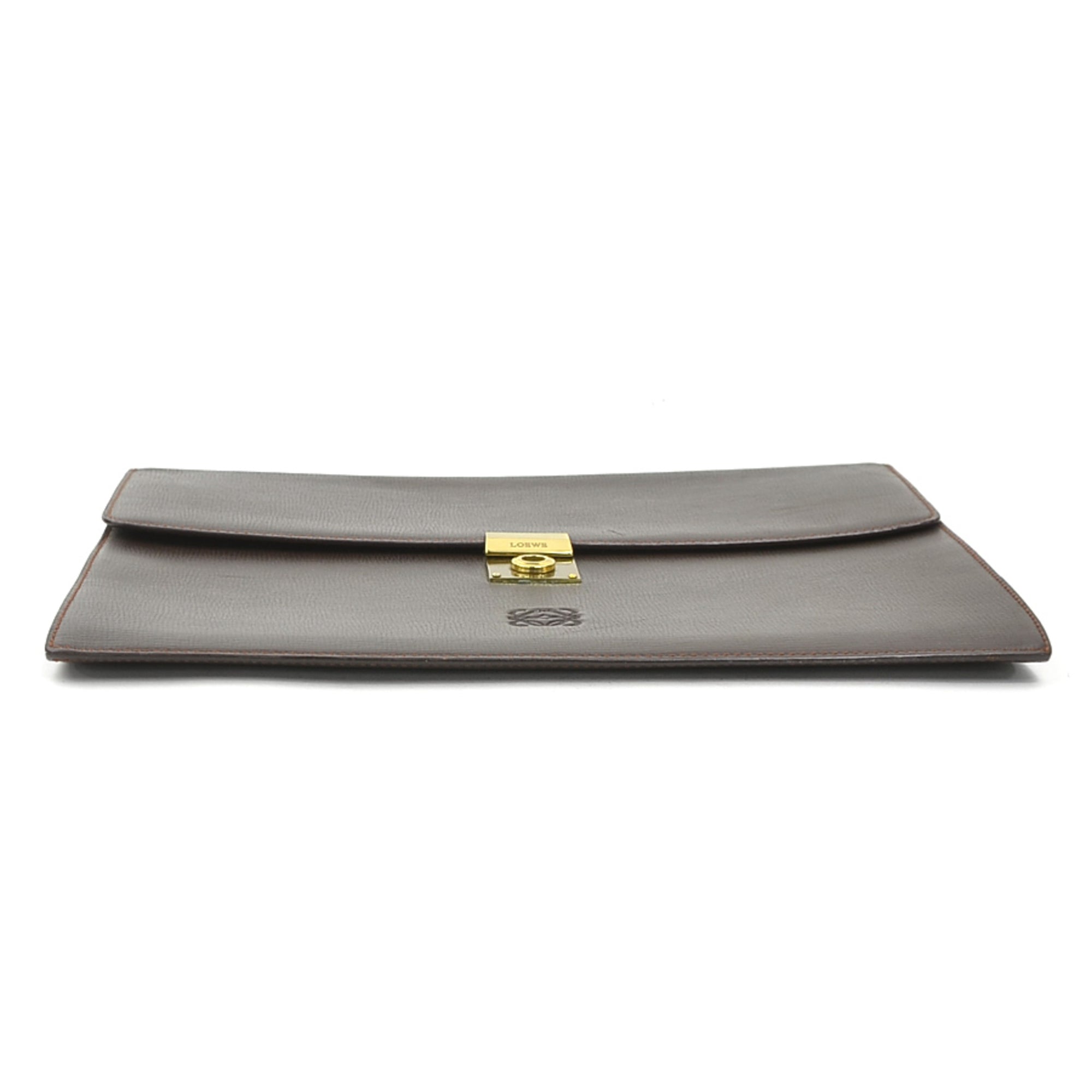 Loewe Dark Brown Leather Clutch Bag (Pre-Owned)