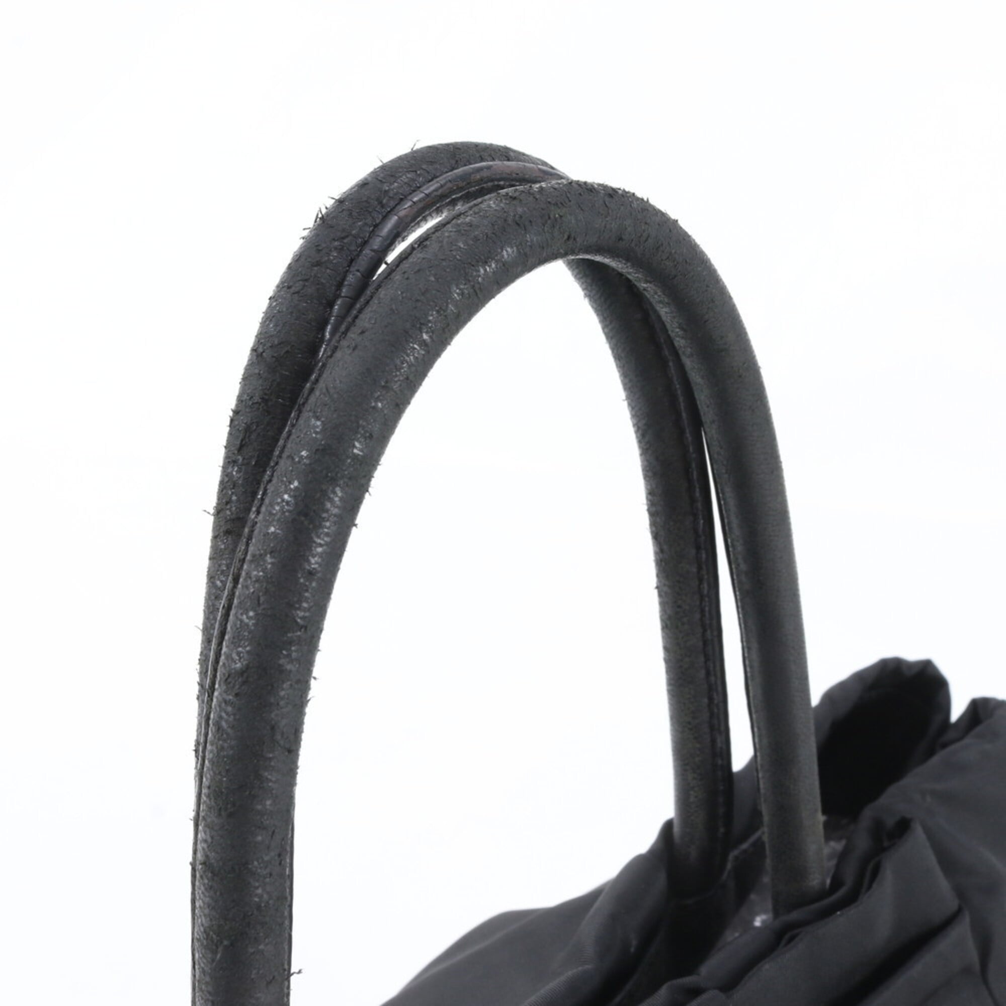 Prada Black Nylon Leather Handbag Tote Bag (Pre-Owned)