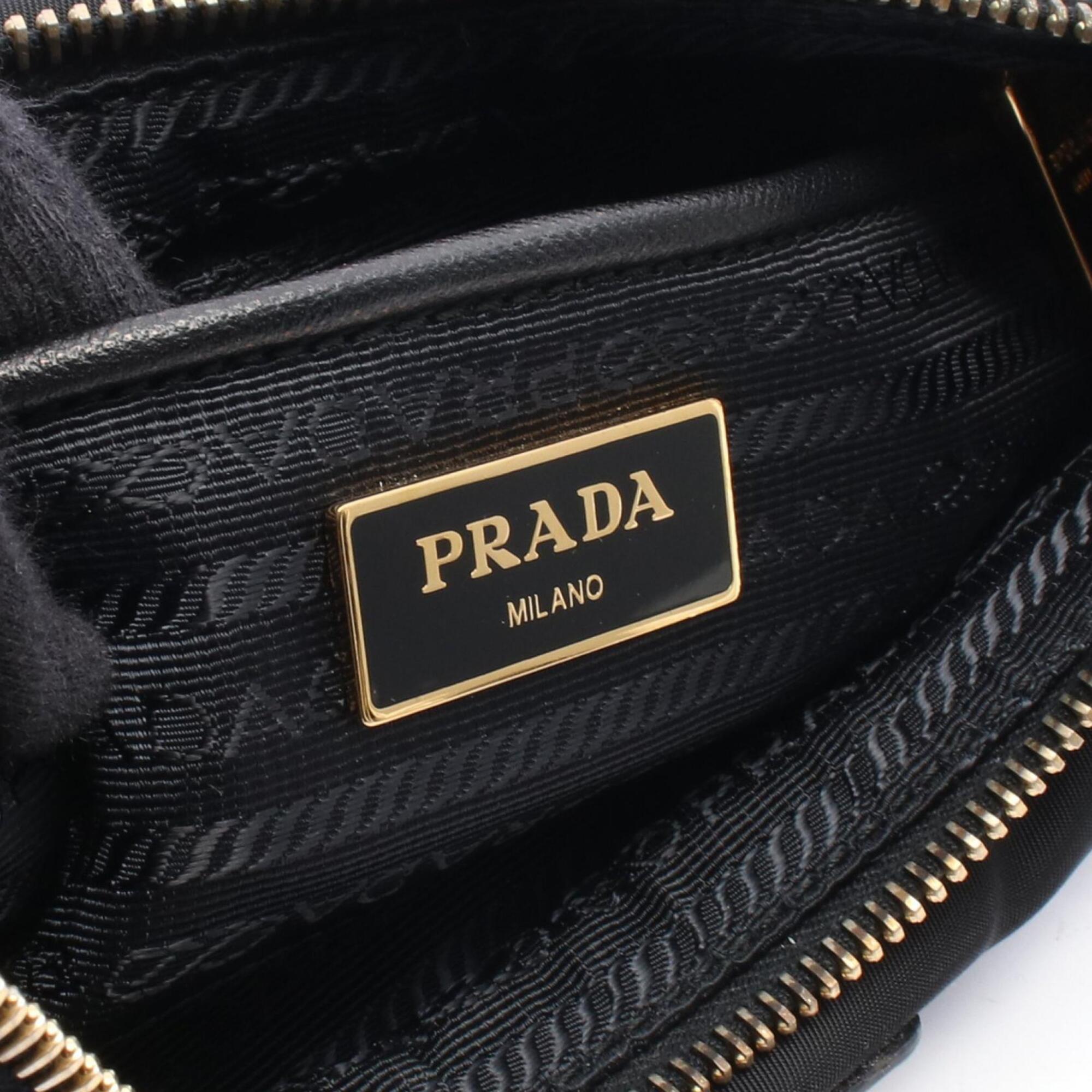 Prada Black Nylon Leather Handbag Shoulder Bag (Pre-Owned)