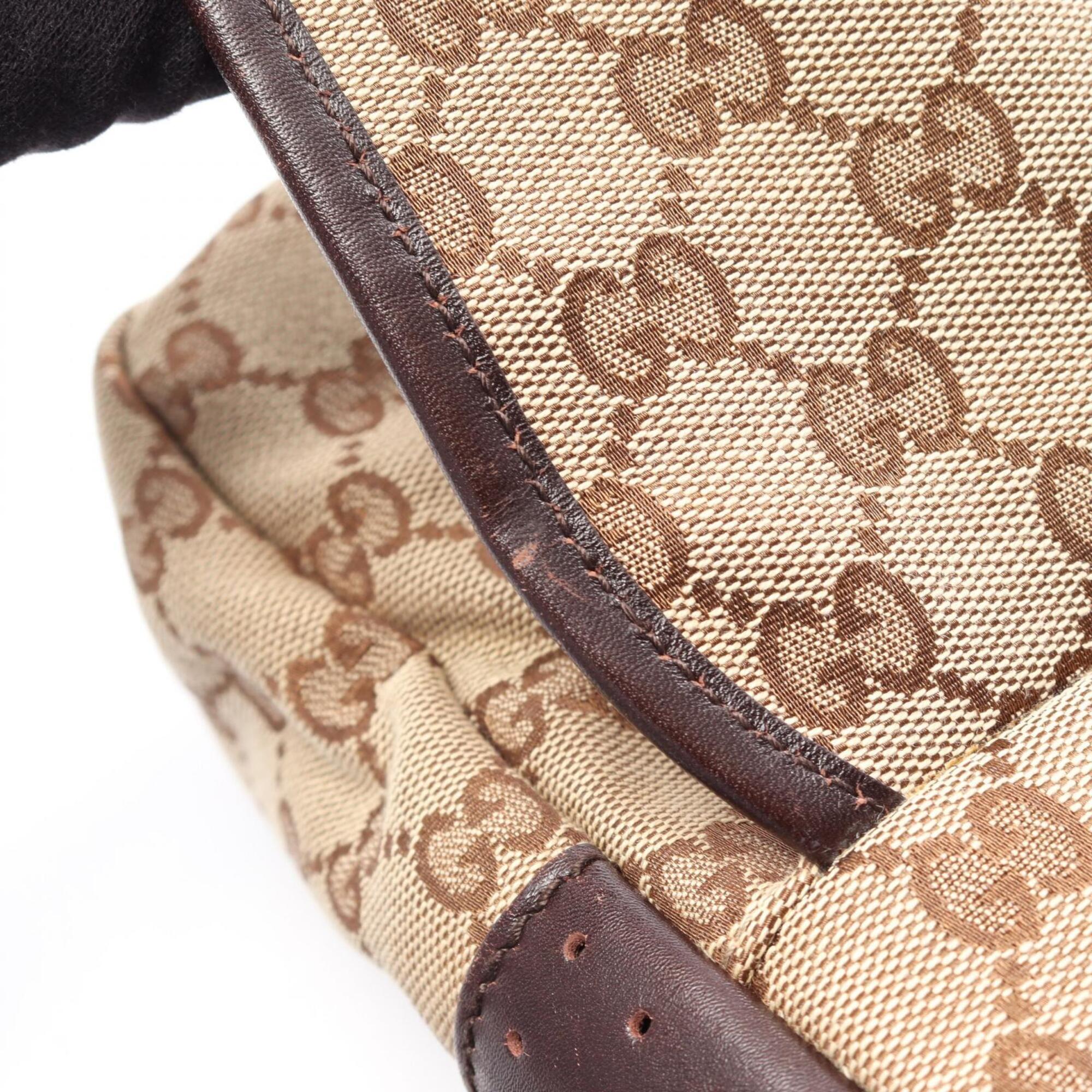 Gucci Beige Brown Canvas Leather Handbag Shoulder Bag (Pre-Owned)