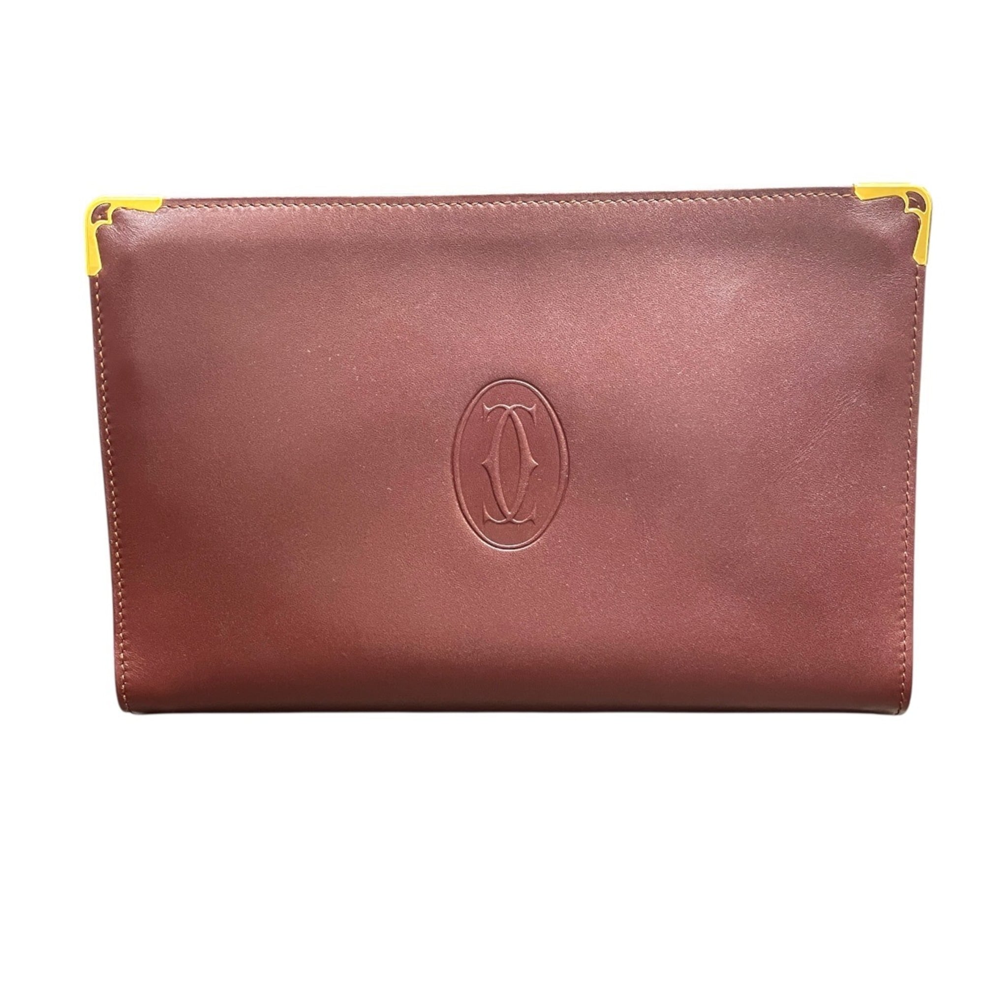 Cartier Must Bordeaux Leather Clutch Bag (Pre-Owned)