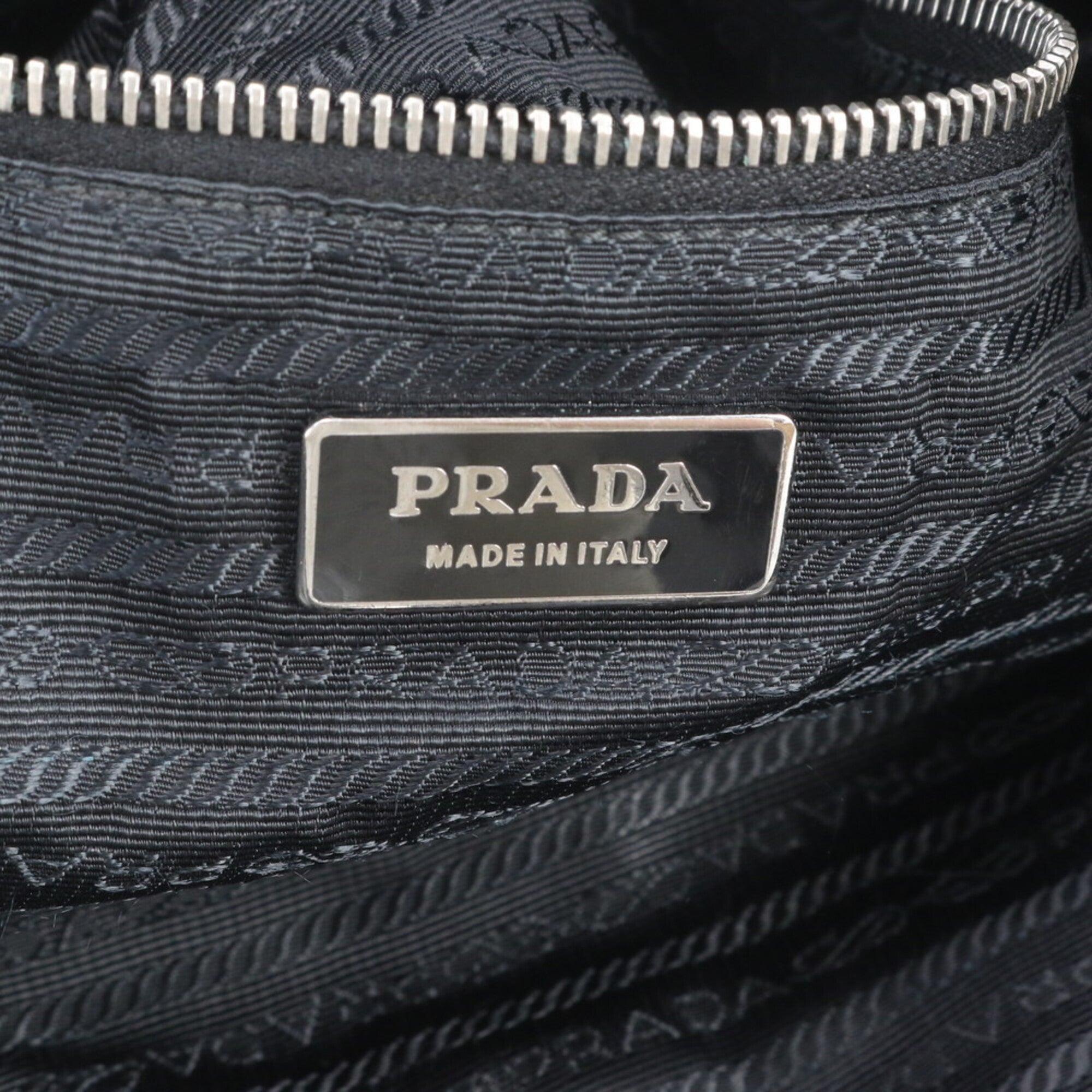 Prada Black Nylon Leather Handbag Tote Bag (Pre-Owned)