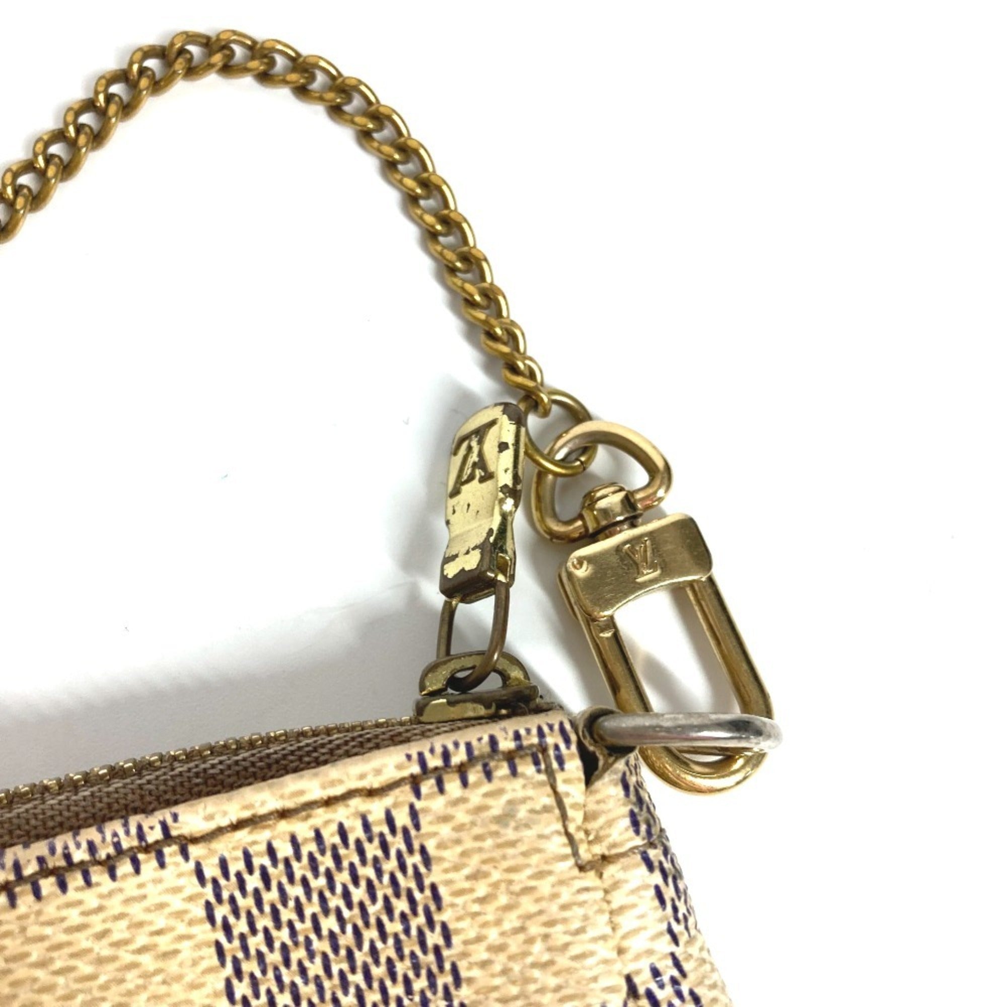 Louis Vuitton White Yellow Damier Azur Handbag Pochette Pouch (Pre-Owned)