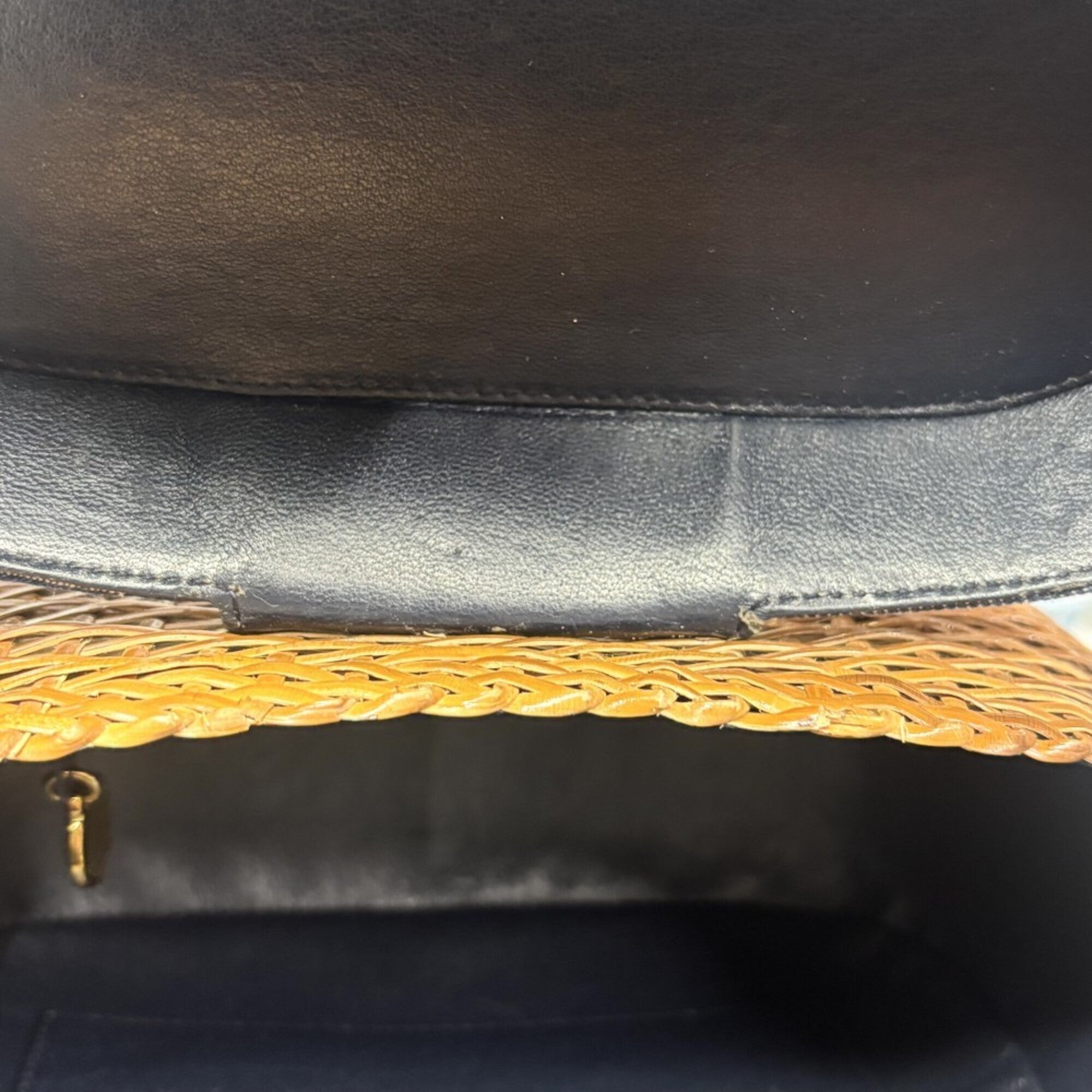 Chanel Blue Brown Straw Denim Shoulder Bag (Pre-Owned)