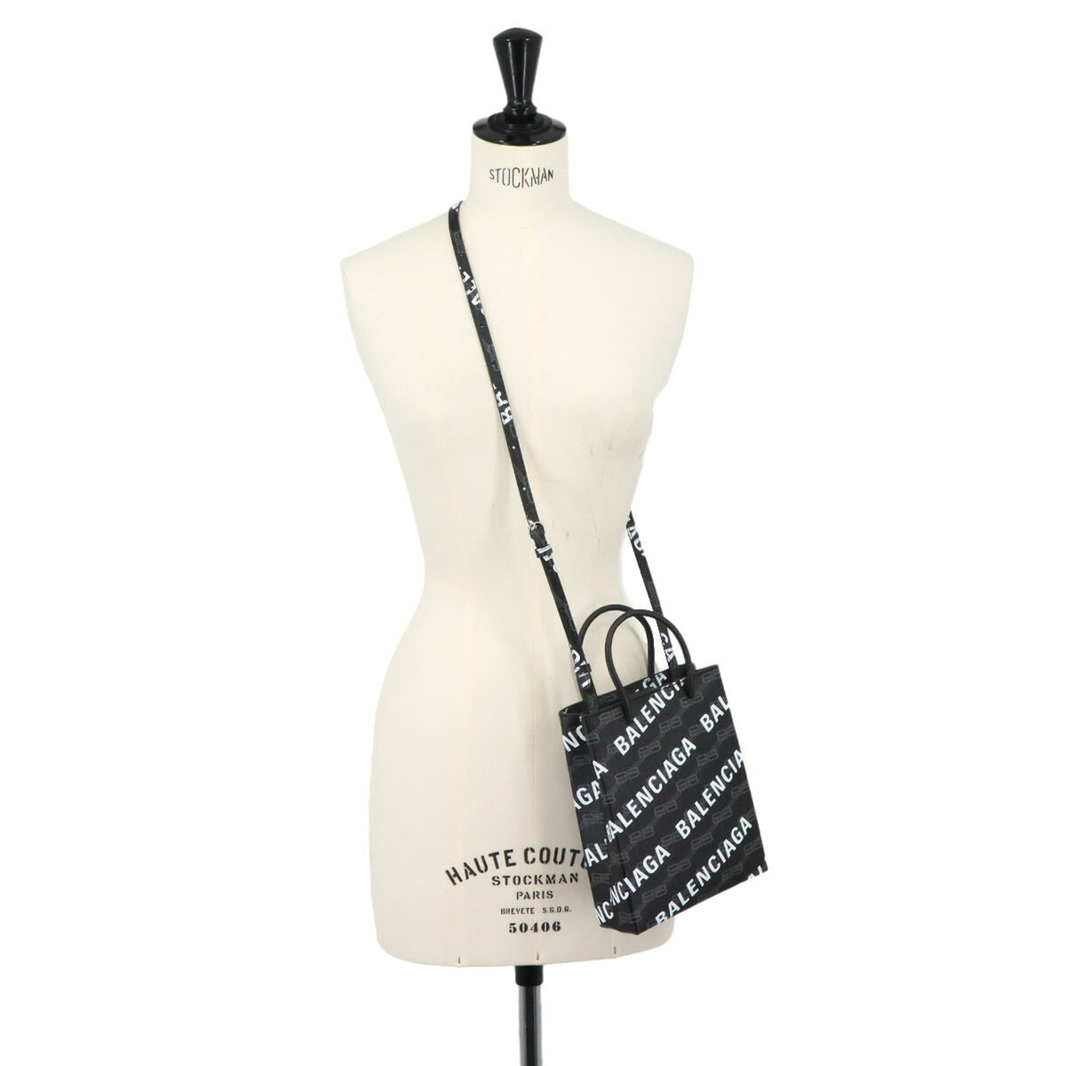 Balenciaga Black White Pvc Leather Handbag Shoulder Bag (Pre-Owned)