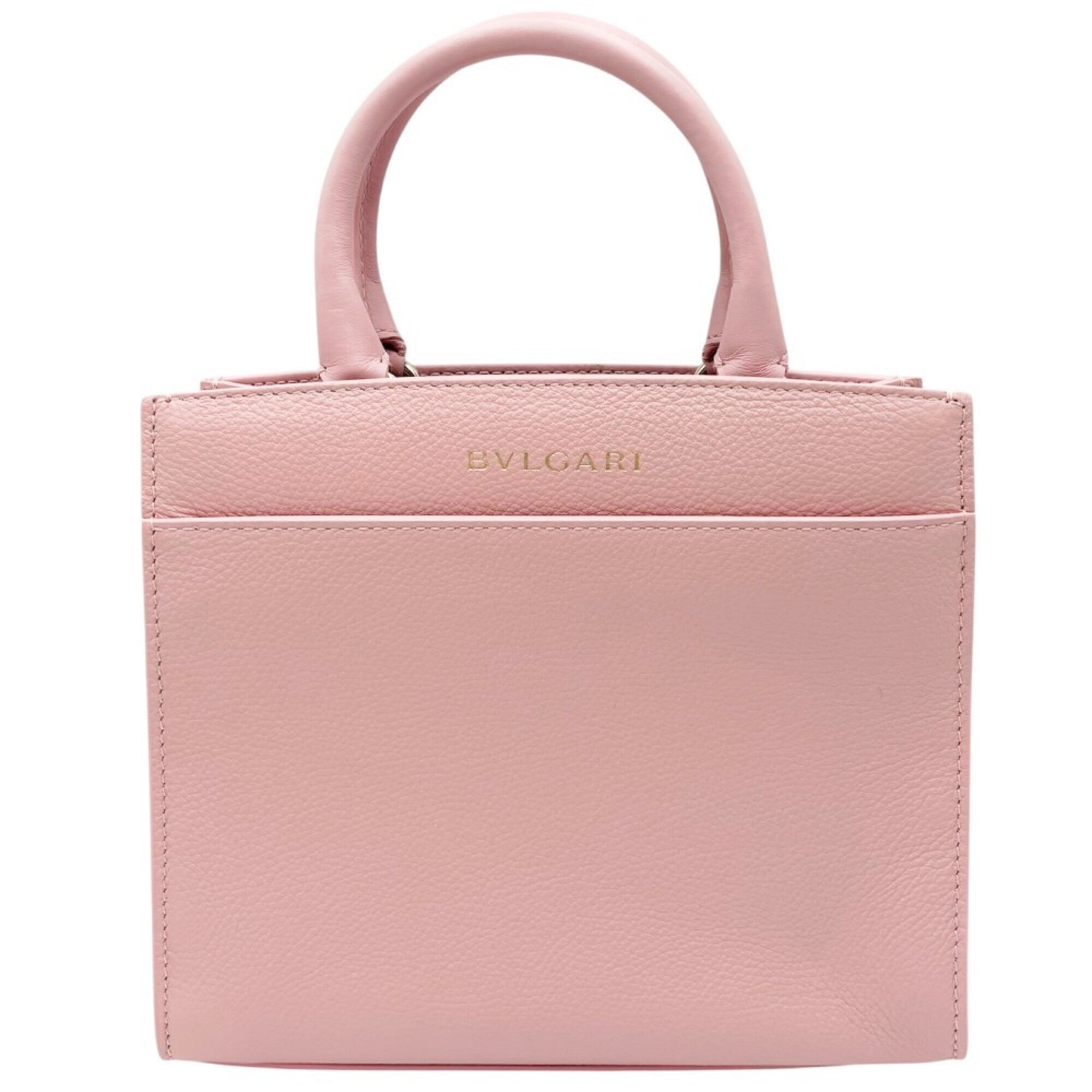 Bvlgari Pink Leather Handbag Shoulder Bag Tote Bag (Pre-Owned)