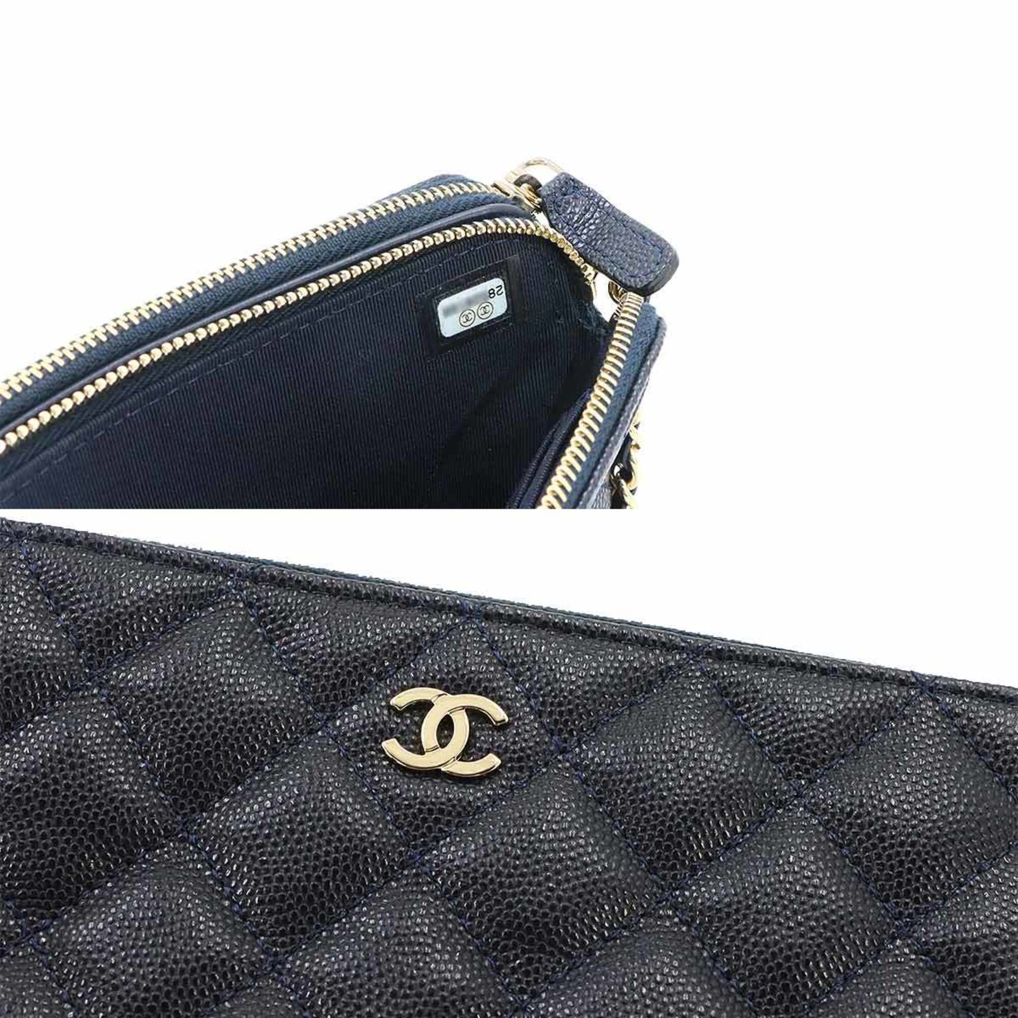 Chanel Matelasse Navy Grained Calfskin Chain/Shoulder Wallet (Pre-Owned)