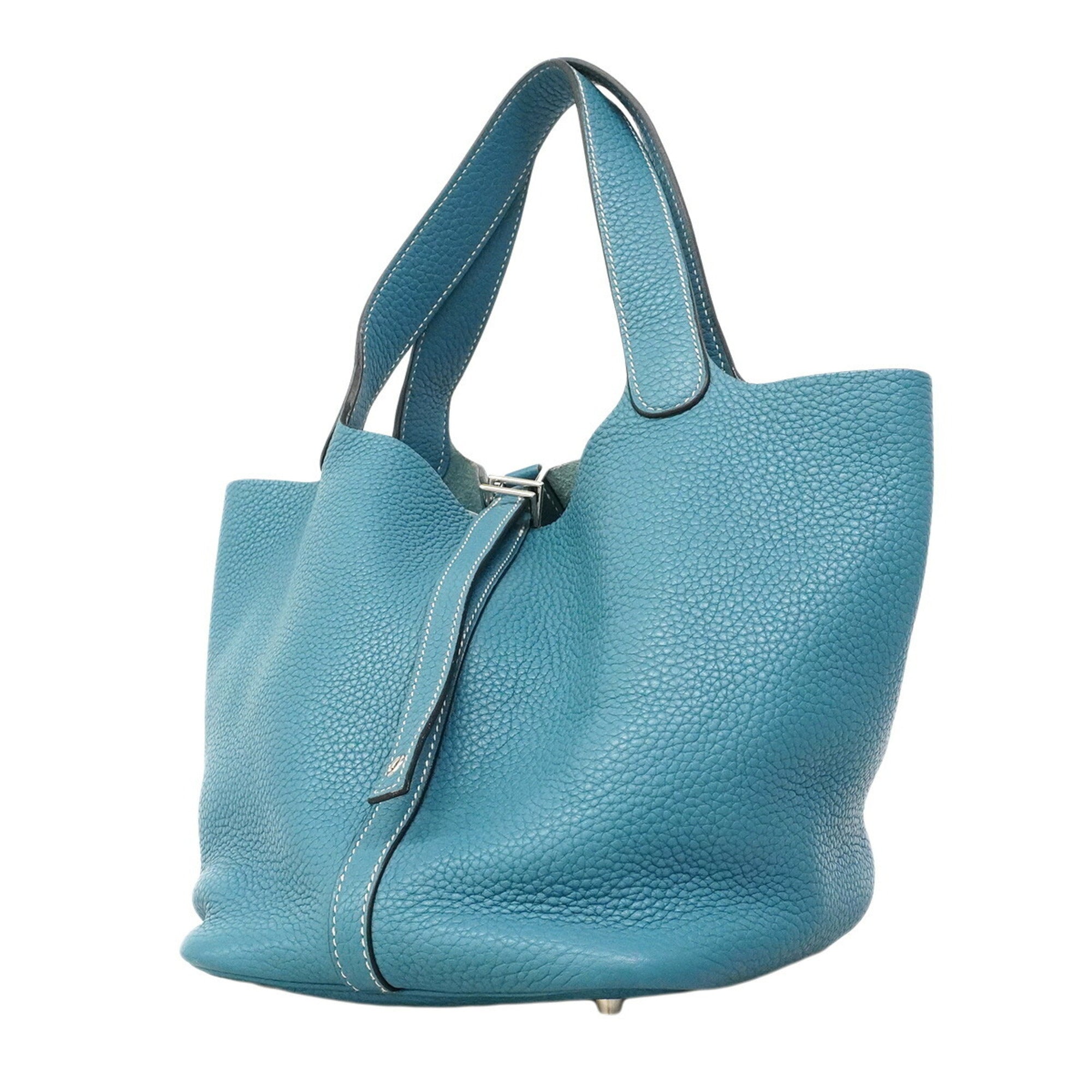 Hermes Blue Jean Taurillon Clemence Leather Handbag (Pre-Owned)