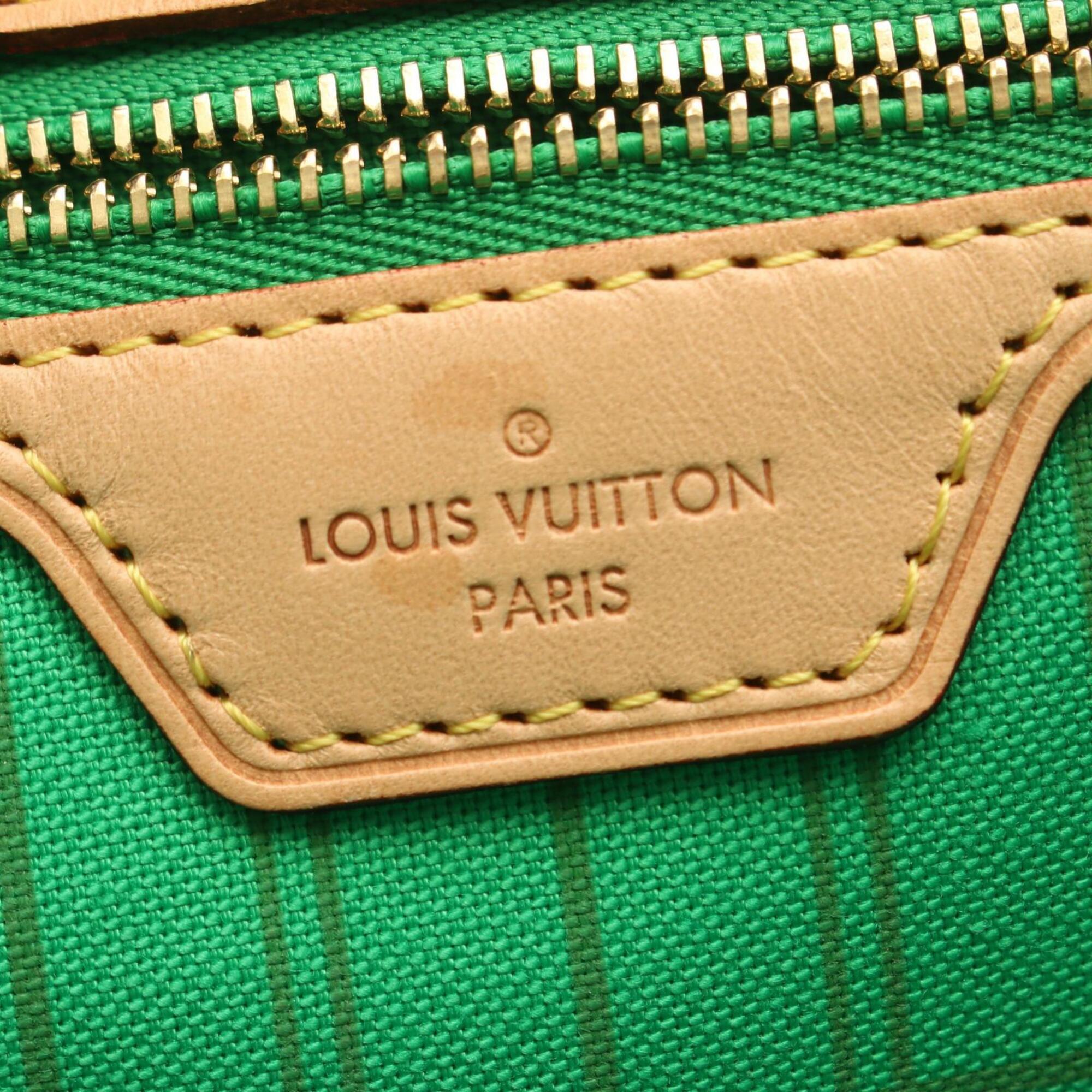 Louis Vuitton Brown Green Monogram Coated Canvas Leather Handbag Tote Bag (Pre-Owned)