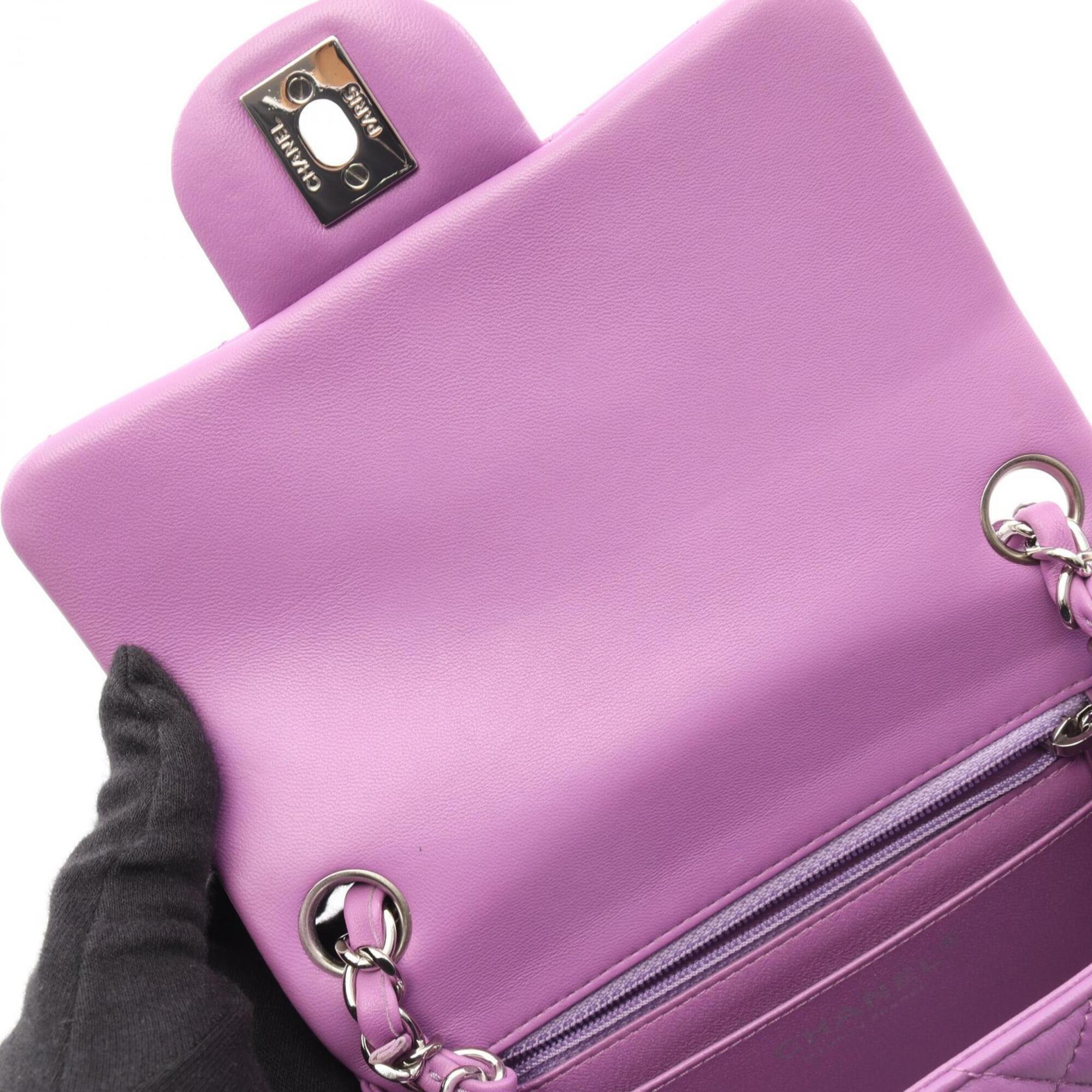 Chanel Purple Leather Handbag Shoulder Bag (Pre-Owned)