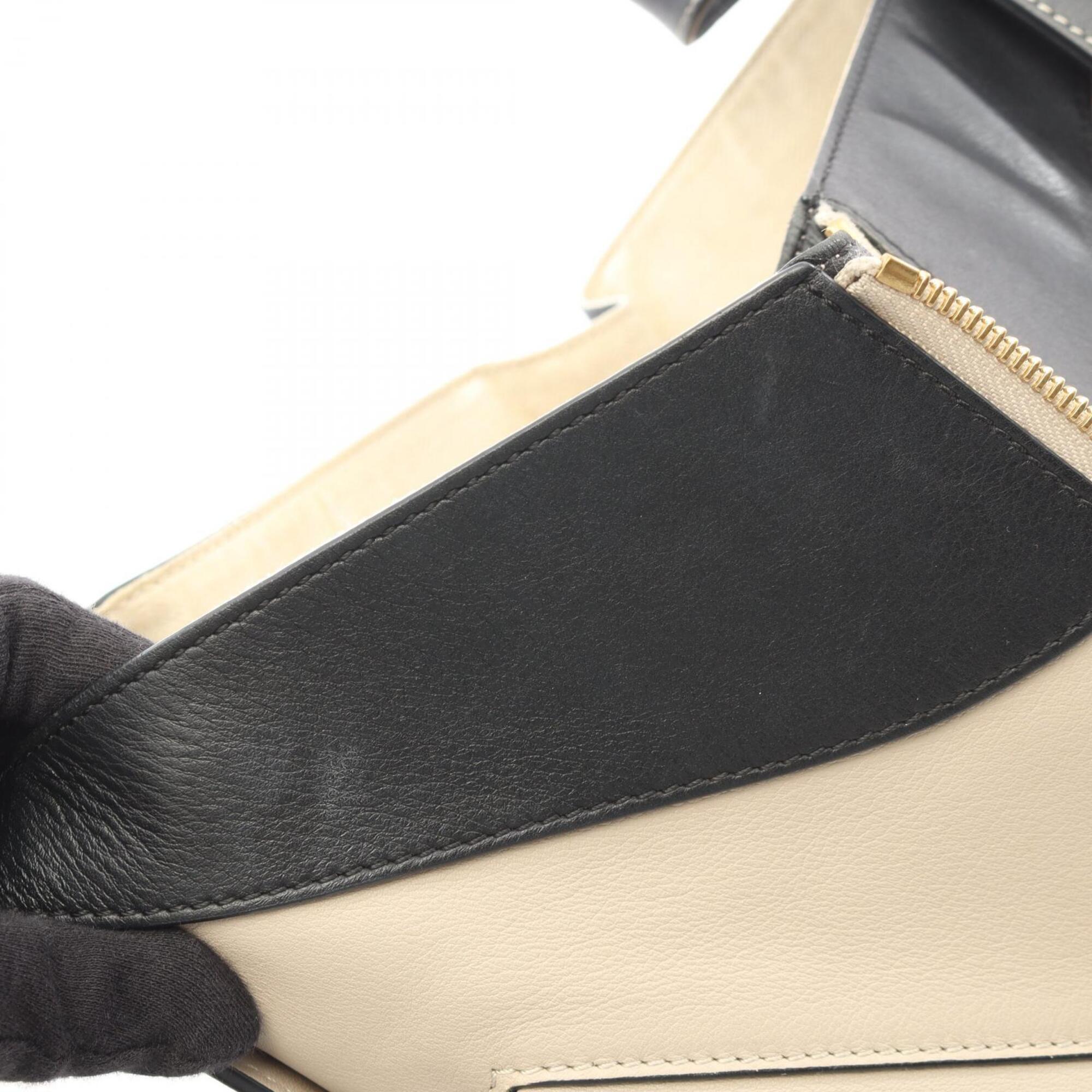 Loewe Black Brown Gray Leather Handbag (Pre-Owned)