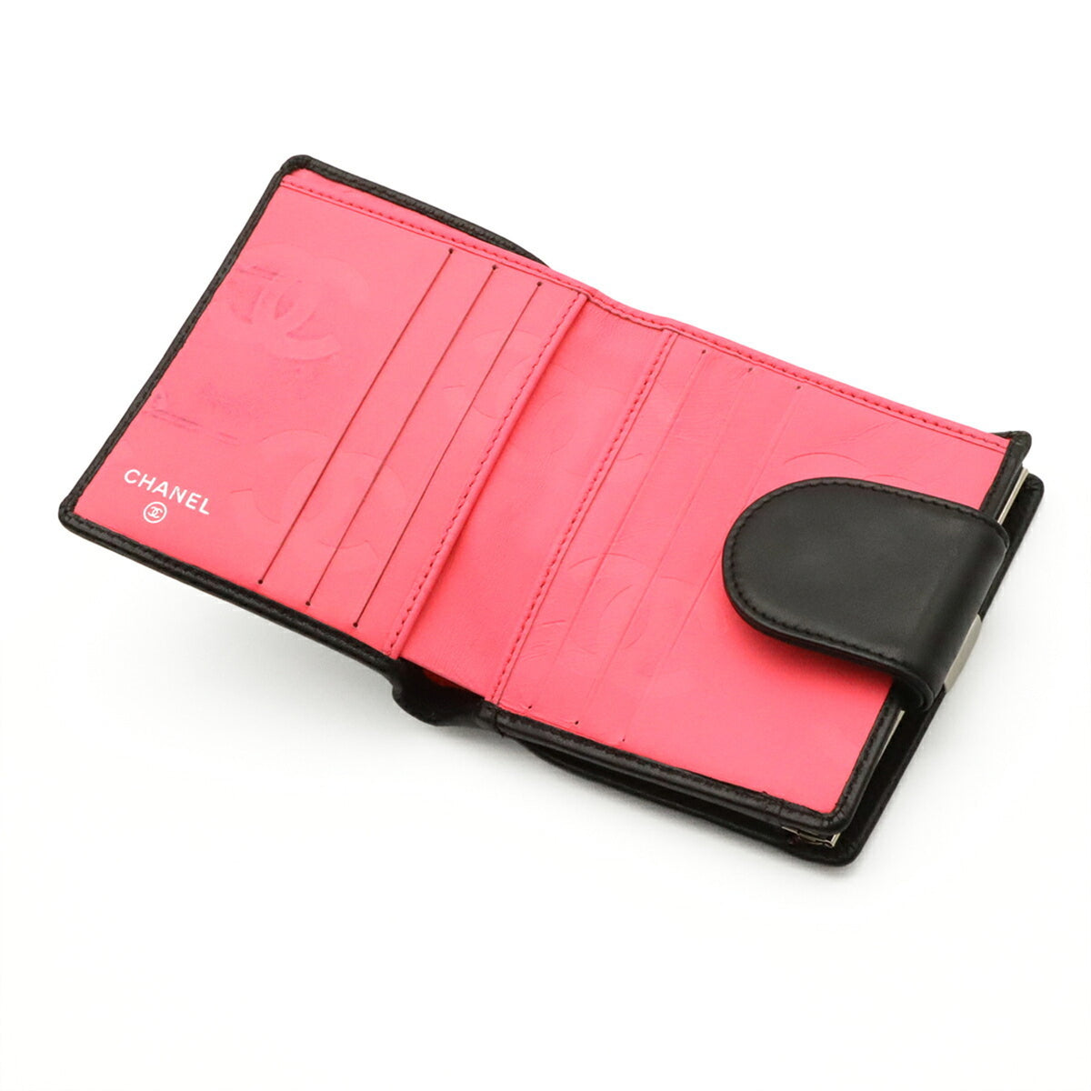 Chanel Black Pink White Leather Wallet (Bi-Fold) (Pre-Owned)