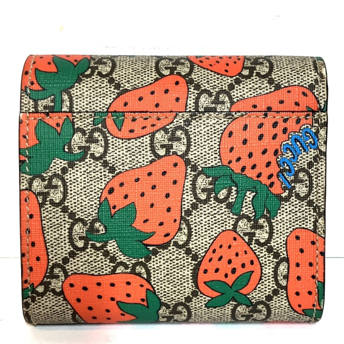 Gucci Gg Supreme Brown Red Color Leather Wallet (Bi-Fold) (Pre-Owned)