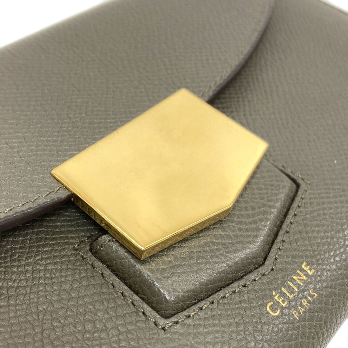Celine Gray Leather Long Wallet (Bi-Fold) (Pre-Owned)