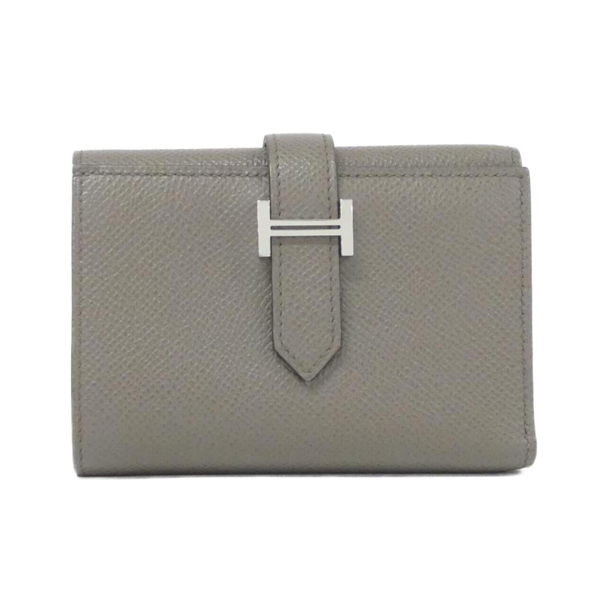 Hermes Etain Etoupe Gray Epsom Leather Wallet (Tri-Fold) (Pre-Owned)