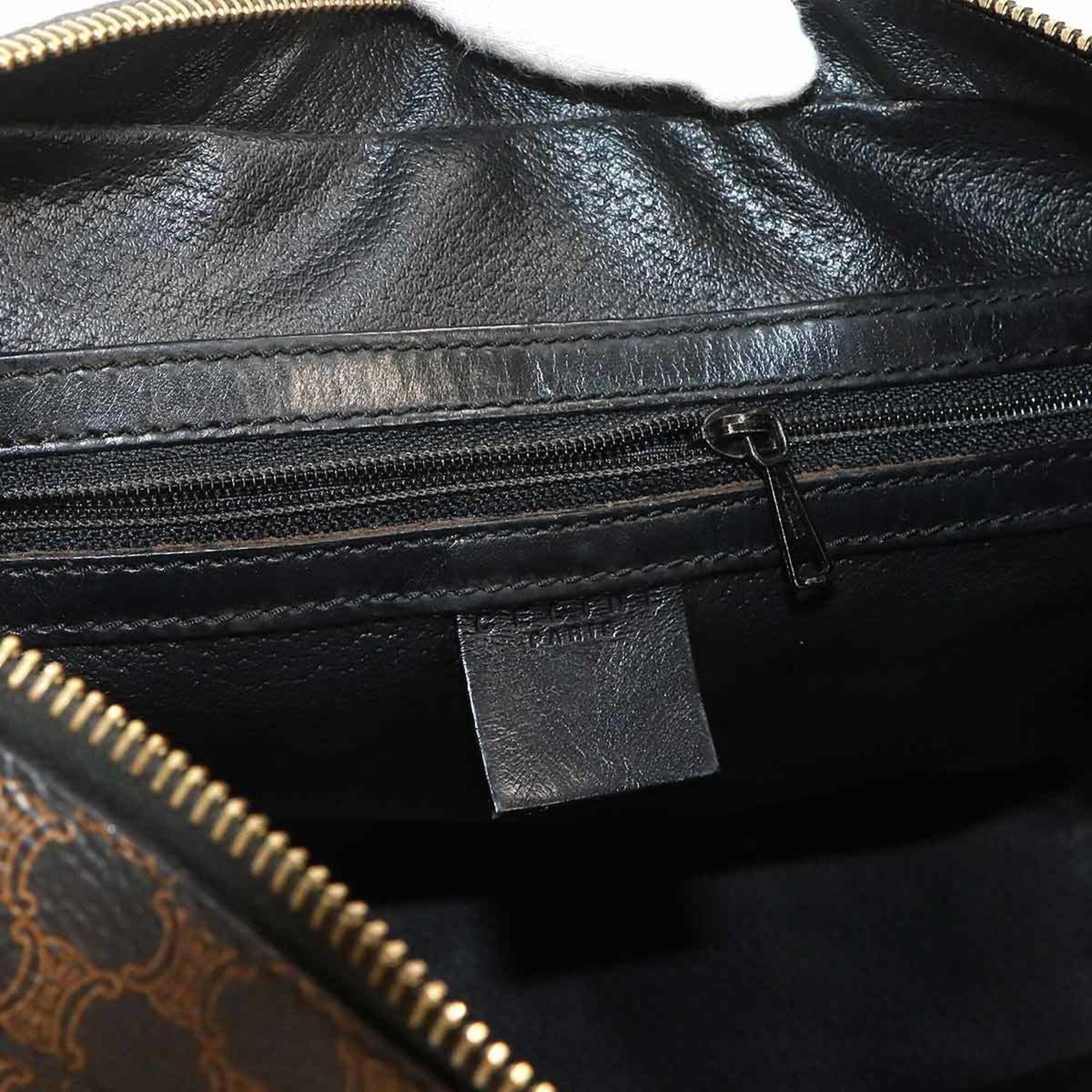 Celine Macadam Black Brown Pvc Leather Handbag Shoulder Bag (Pre-Owned)
