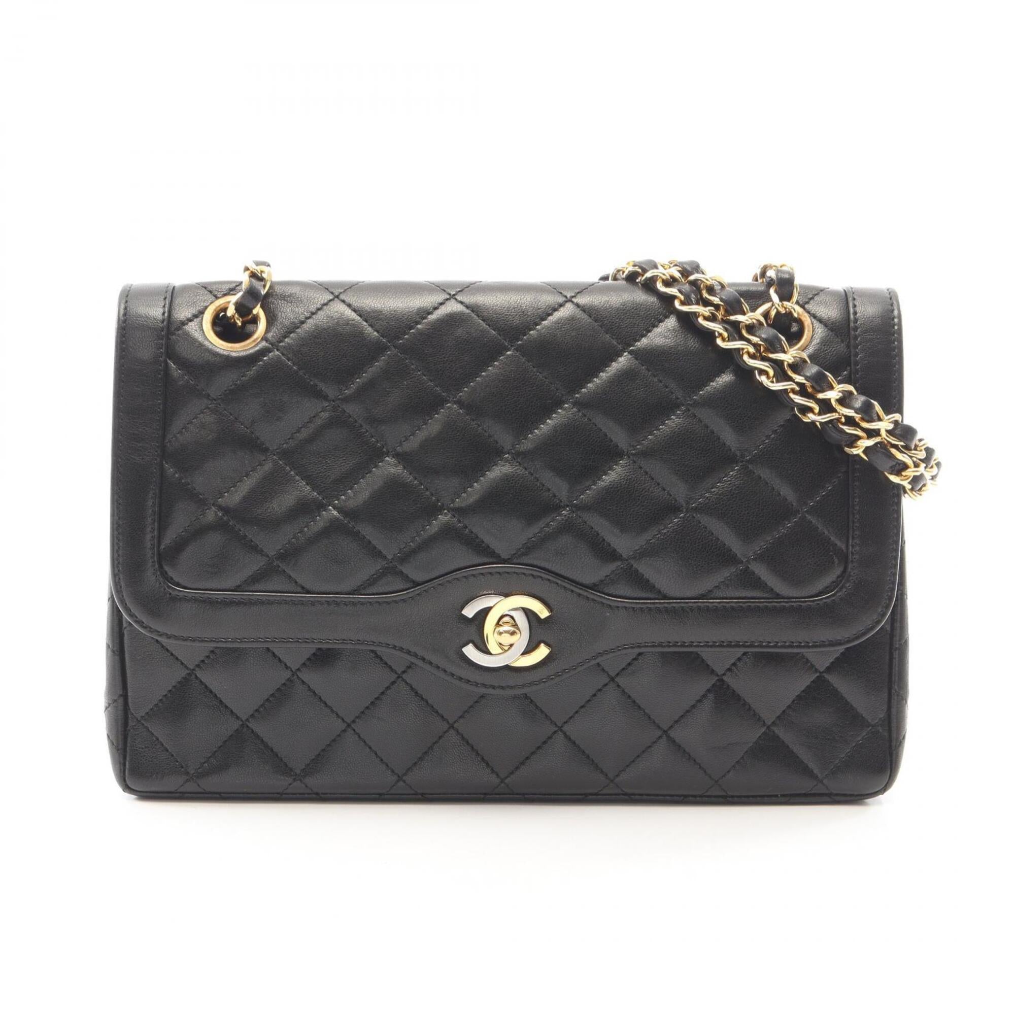 Chanel Black Leather Handbag Shoulder Bag (Pre-Owned)