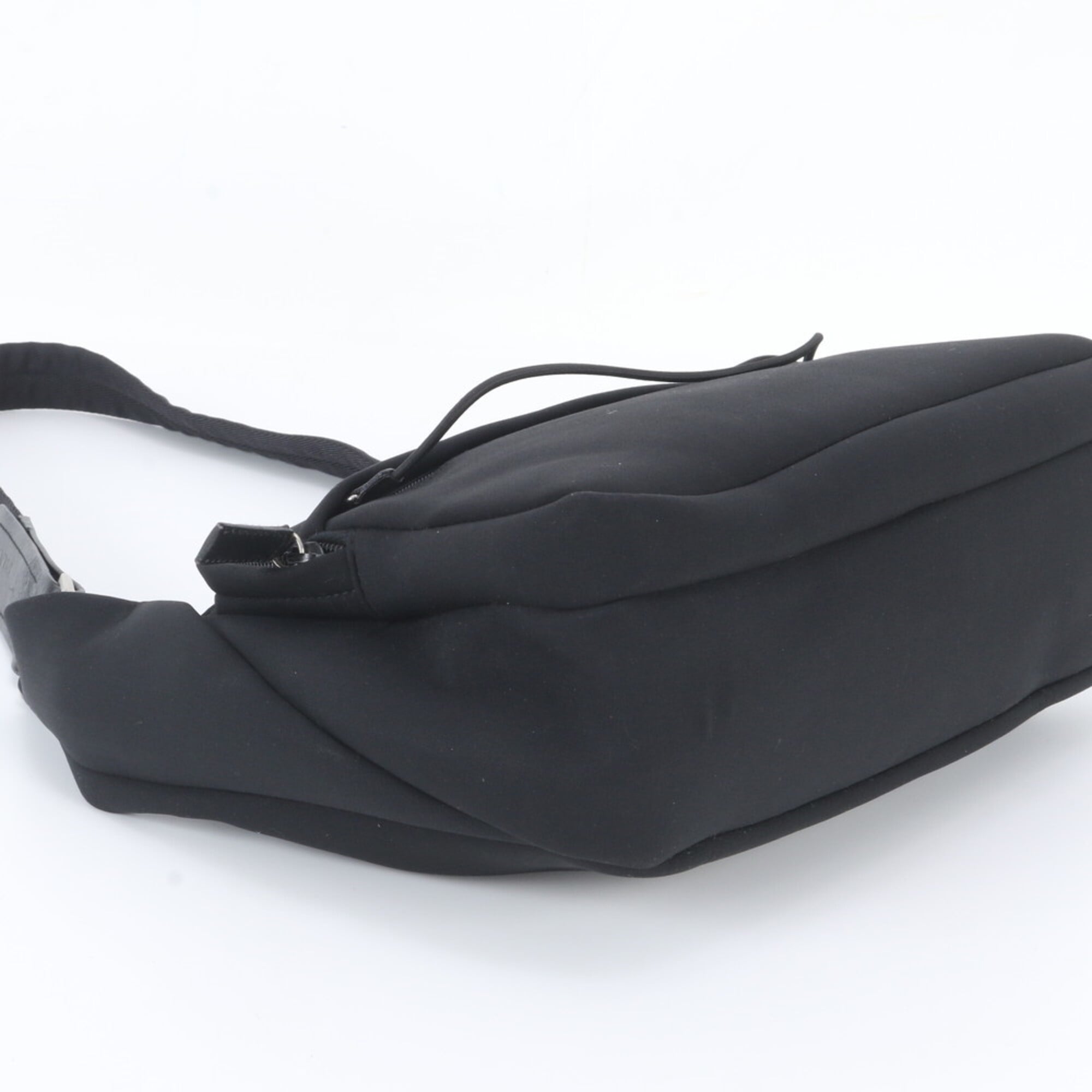 Prada Black Nylon Leather Messenger Bag Shoulder Bag (Pre-Owned)