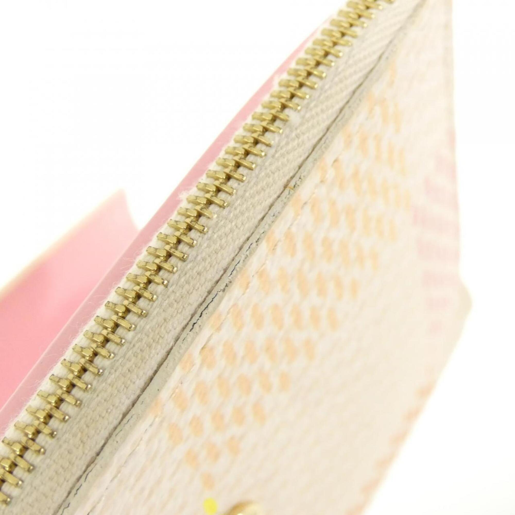 Louis Vuitton Peach Pink Coated Canvas Wallet (Bi-Fold) (Pre-Owned)