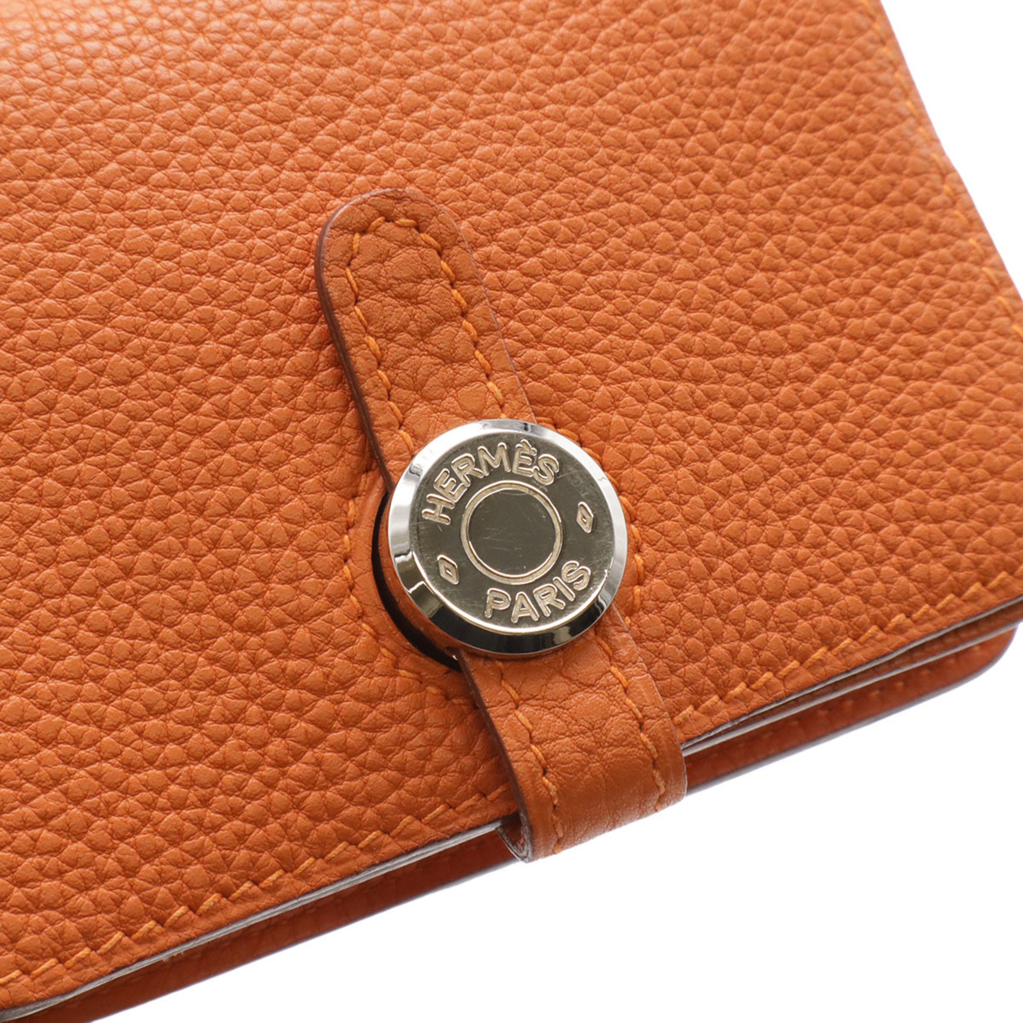 Hermes Dogon Orange Togo Leather Coin Purse/Coin Case (Pre-Owned)