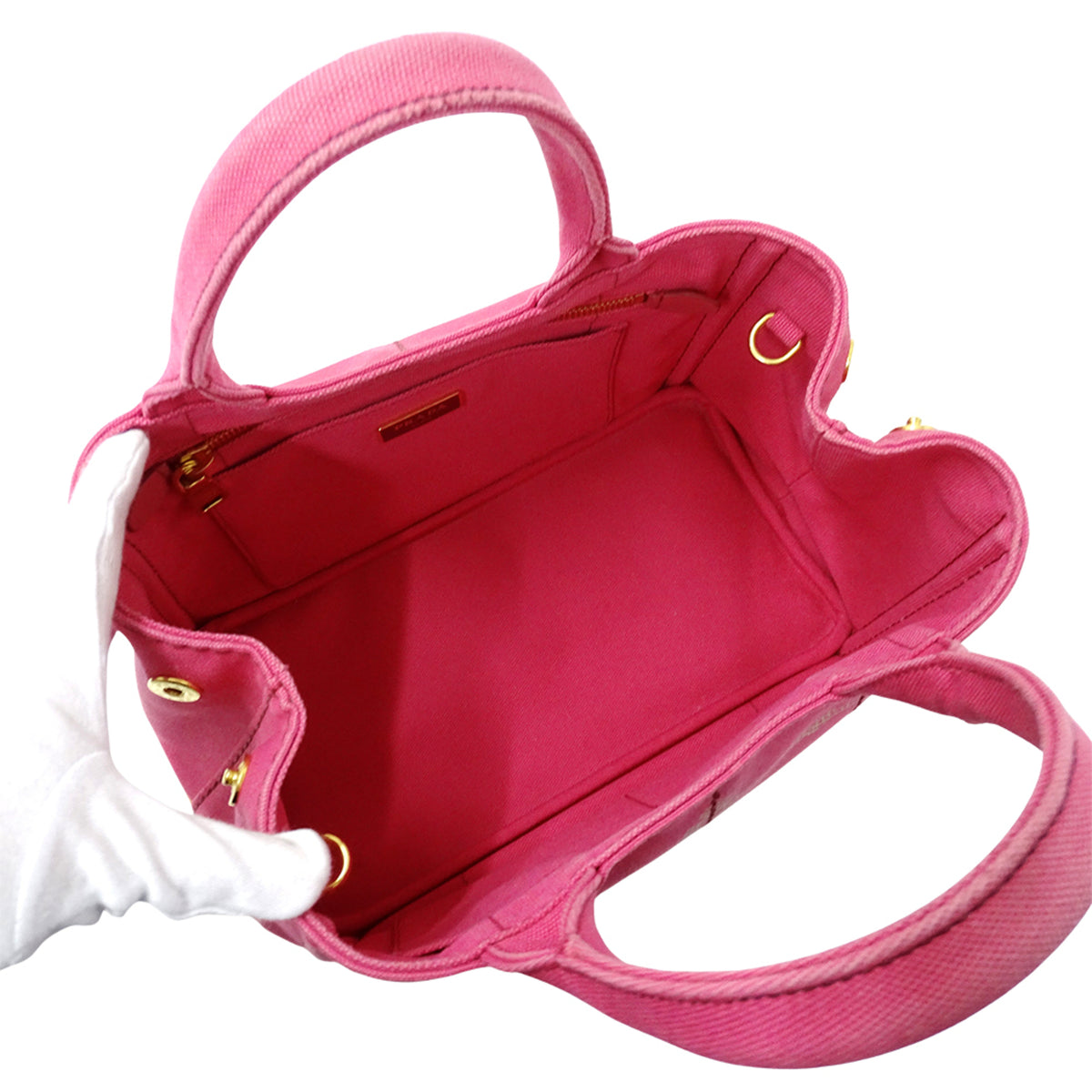 Prada Pink Canvas Handbag Shoulder Bag Tote Bag (Pre-Owned)