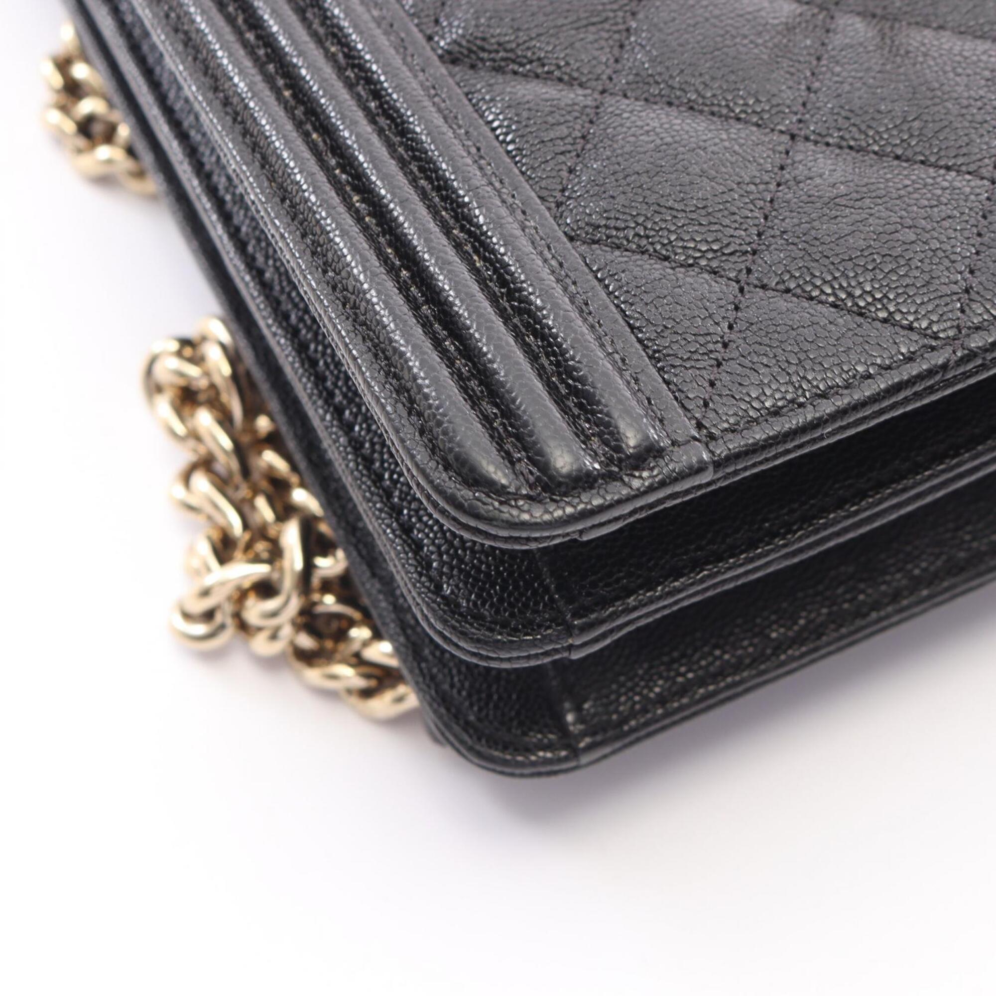Chanel Black Leather Handbag Shoulder Bag (Pre-Owned)