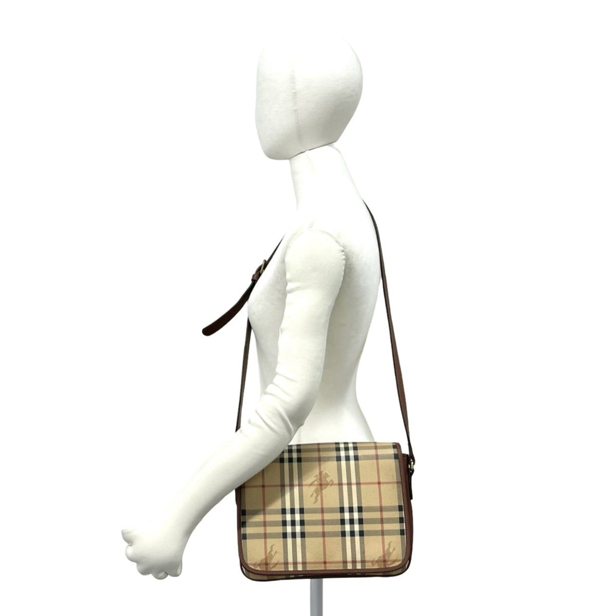 Burberry Beige Brown Leather Pvc Shoulder Bag (Pre-Owned)