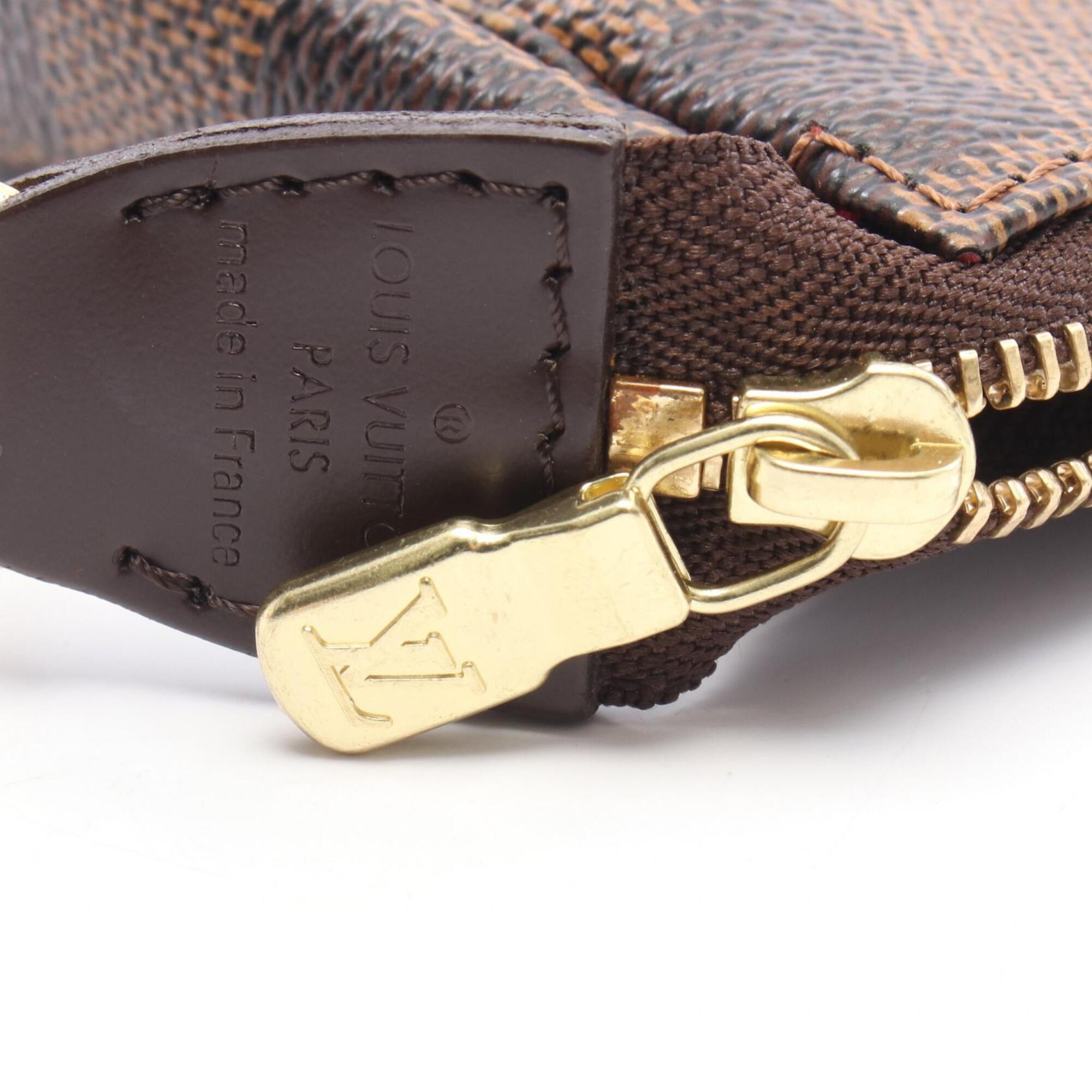 Louis Vuitton Damier Brown Red Color Coated Canvas Leather Handbag Pochette (Pre-Owned)