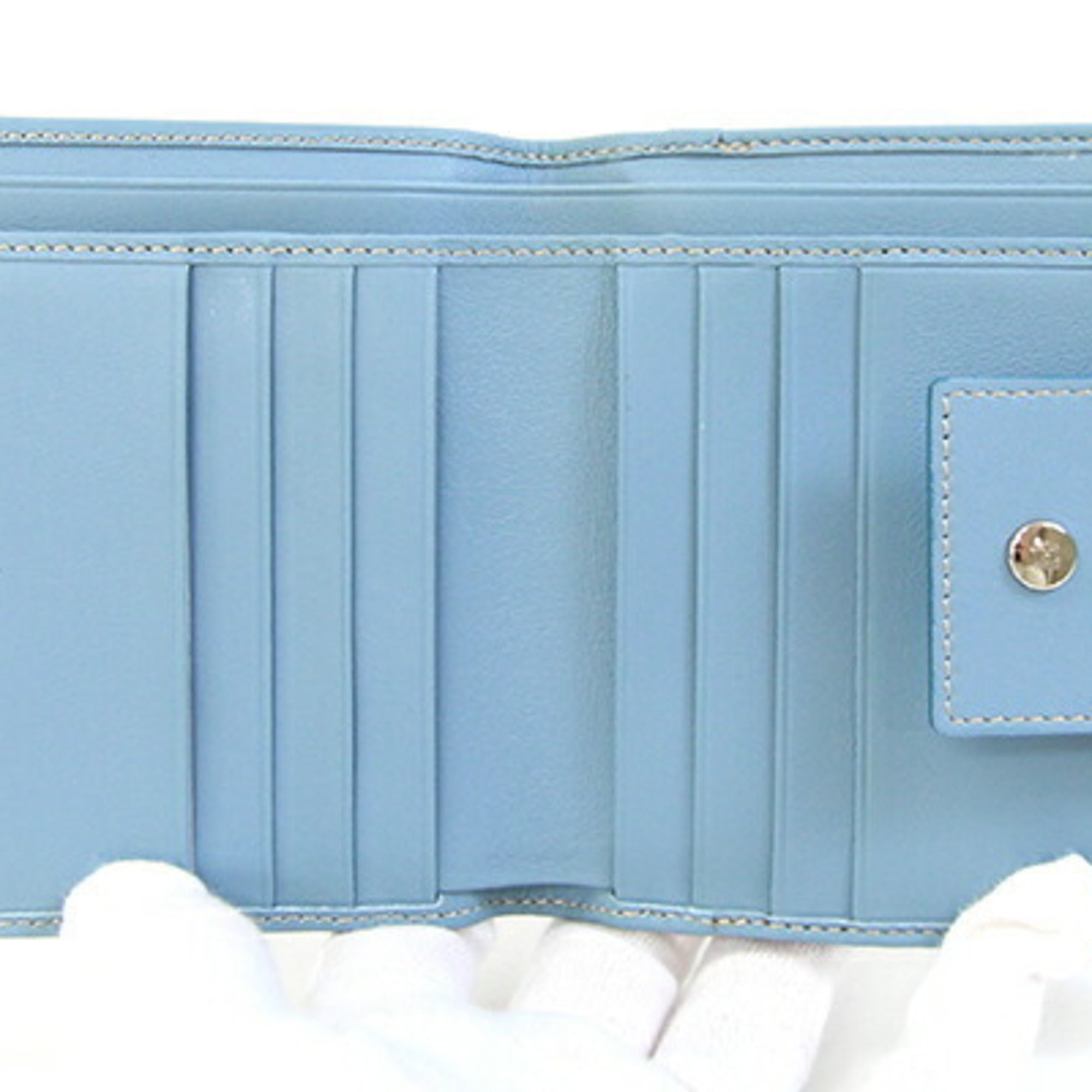 Fendi Light Blue Leather Canvas Wallet (Bi-Fold) (Pre-Owned)