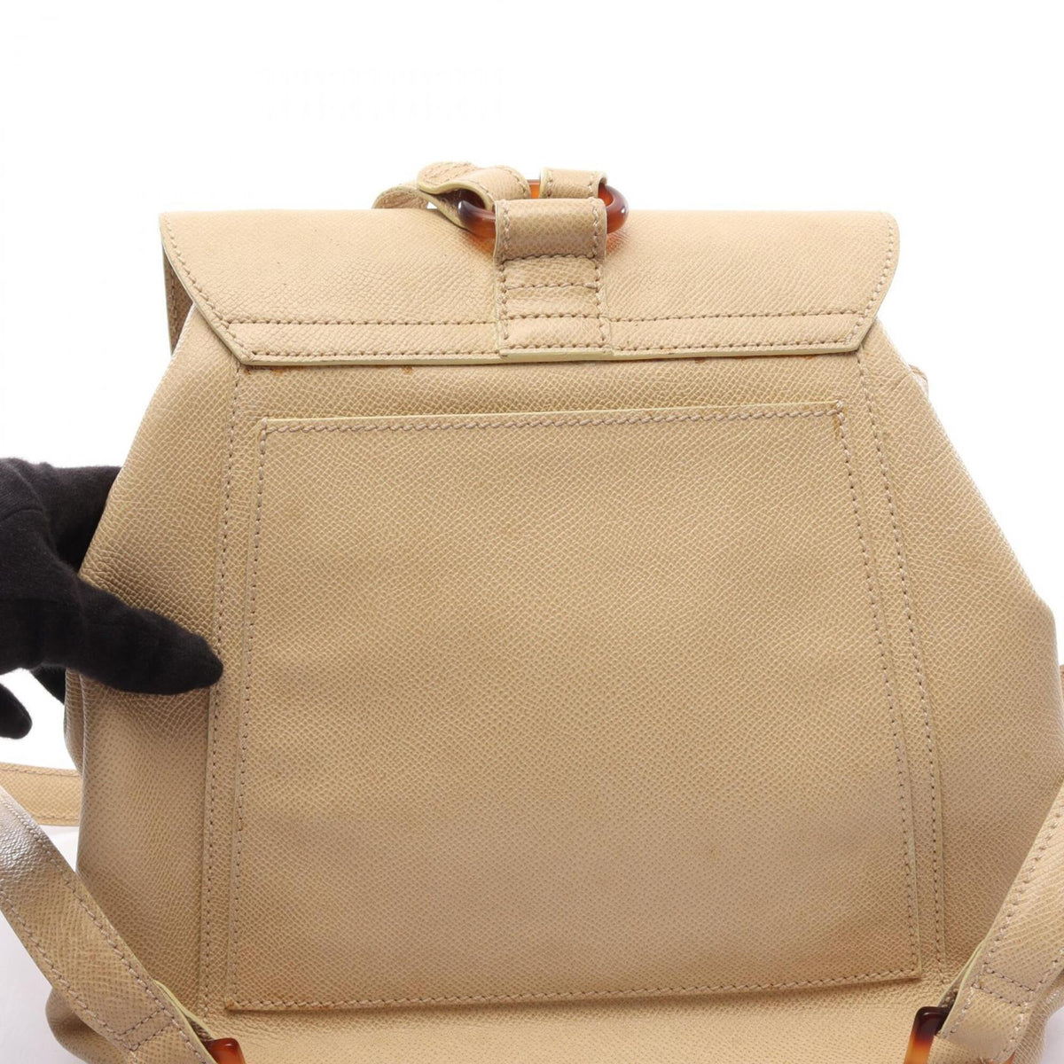 Chanel Beige Grained Calfskin Backpack Handbag (Pre-Owned)