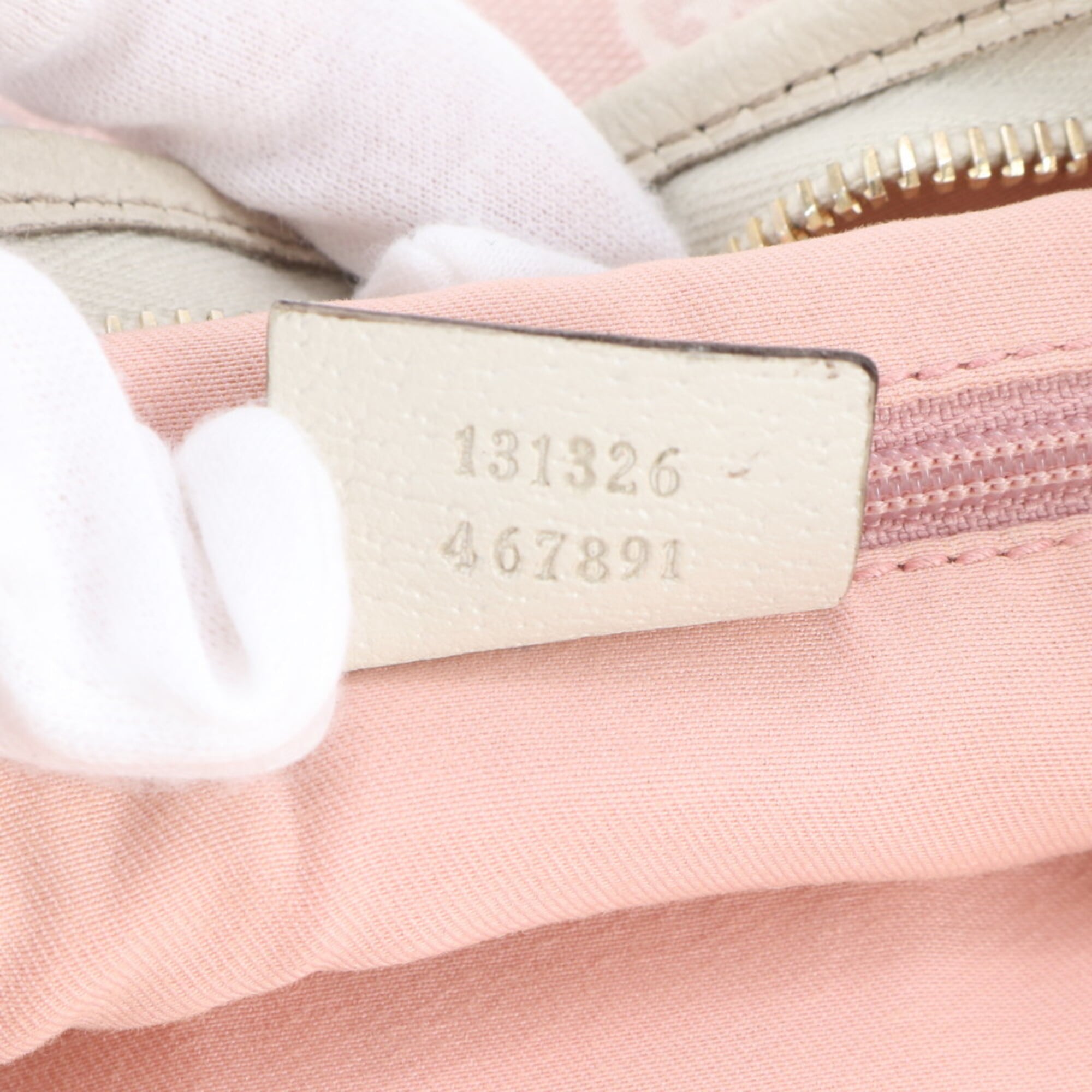 Gucci Pink Leather Canvas Shoulder Bag (Pre-Owned)