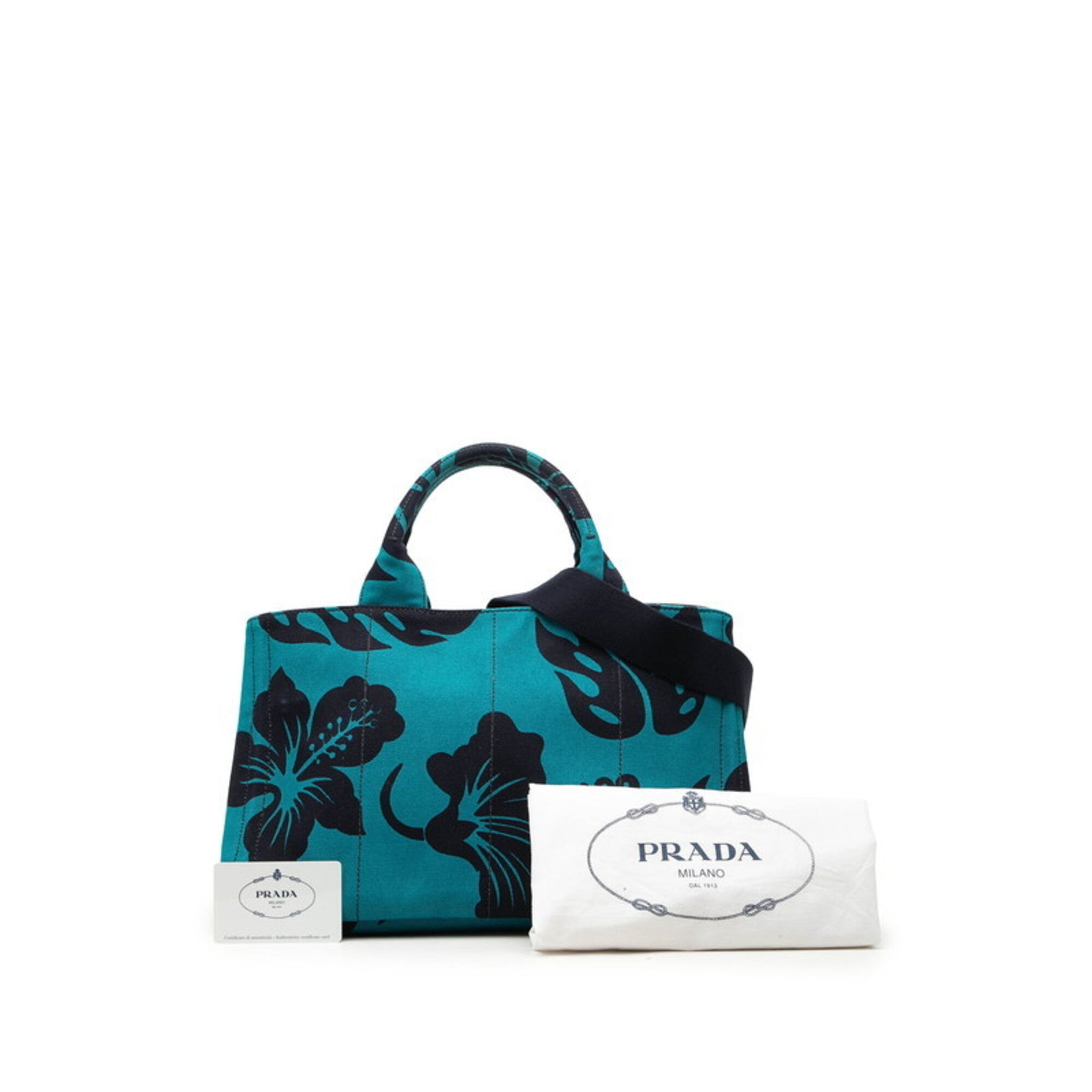 Prada Blue Navy Canvas Handbag Shoulder Bag (Pre-Owned)