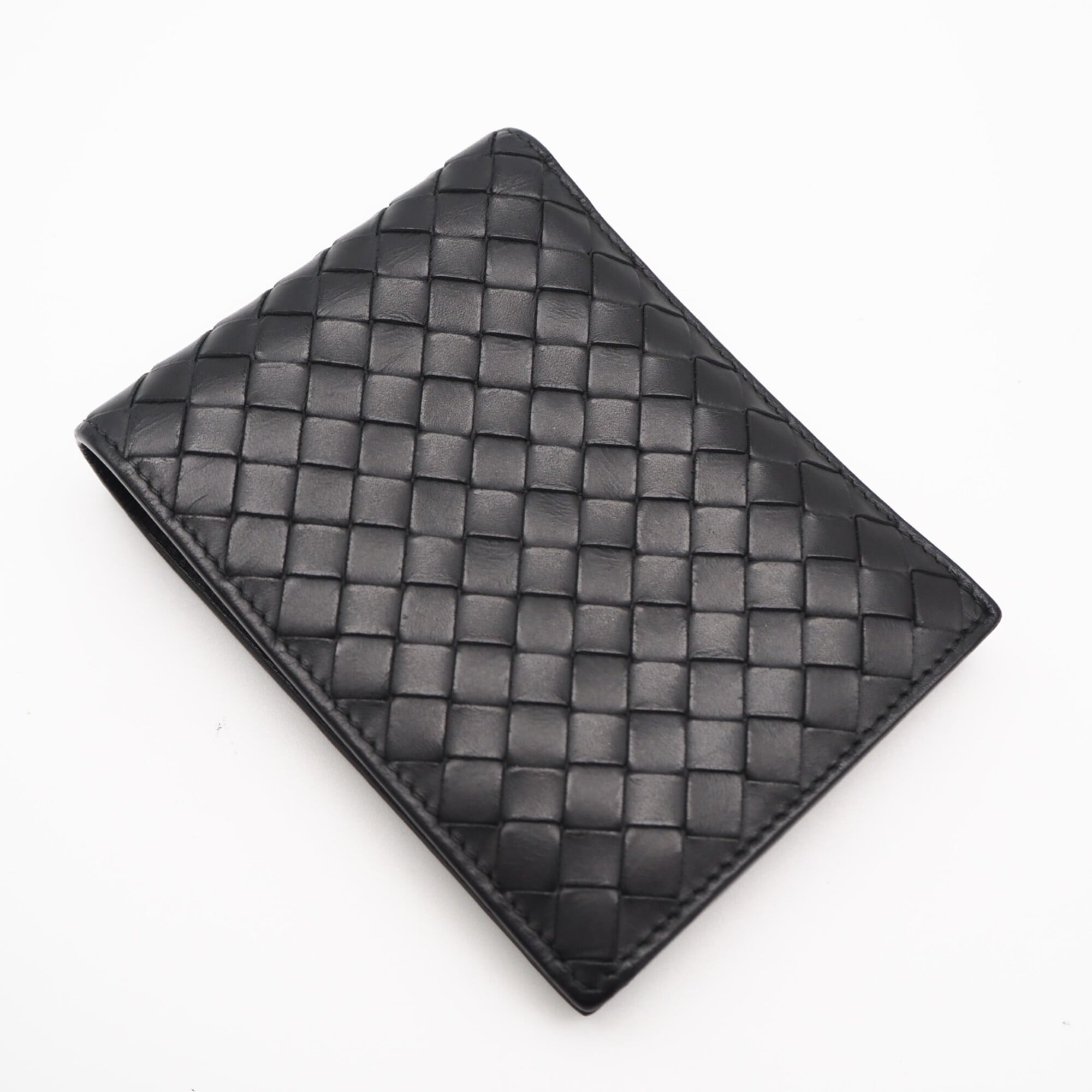 Bottega Veneta Intrecciato Black Leather Wallet (Bi-Fold) (Pre-Owned)