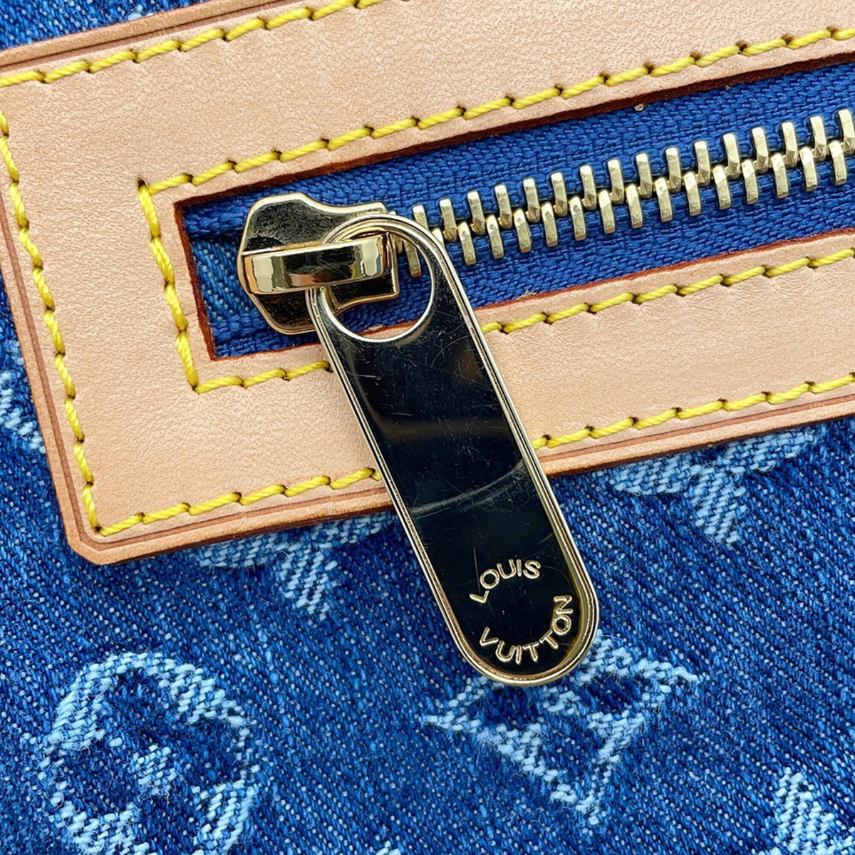Louis Vuitton Blue Yellow Monogram Denim Shoulder Bag (Pre-Owned)