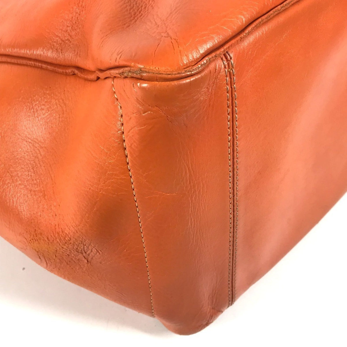 Celine Orange Leather Handbag Shoulder Bag Tote Bag (Pre-Owned)