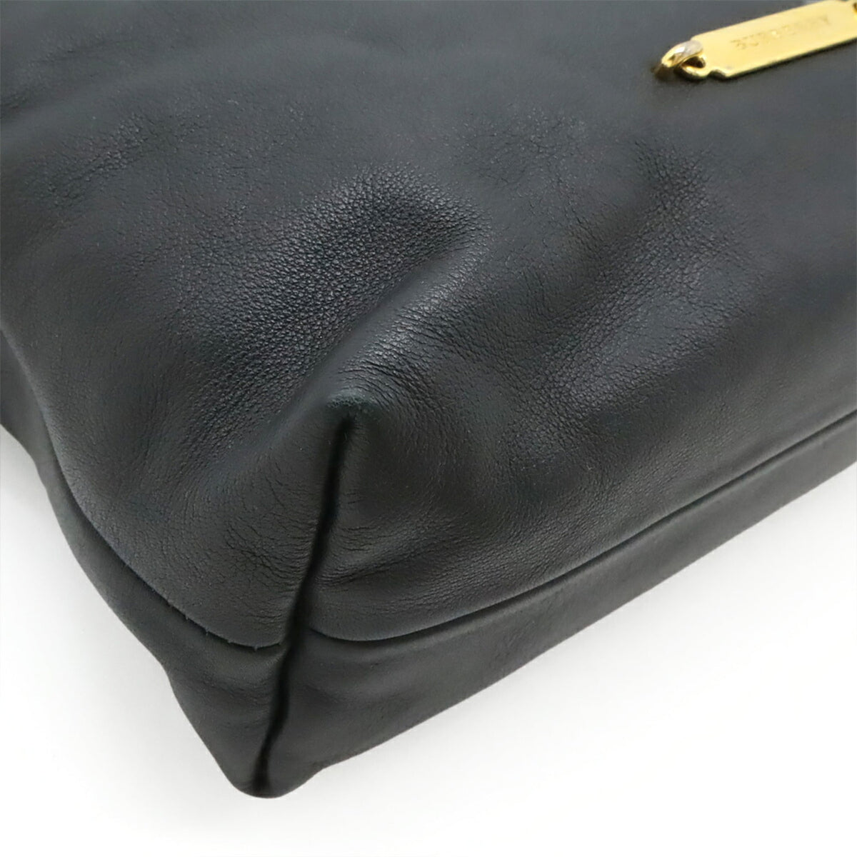 Burberry Black Brown Leather Shoulder Bag (Pre-Owned)