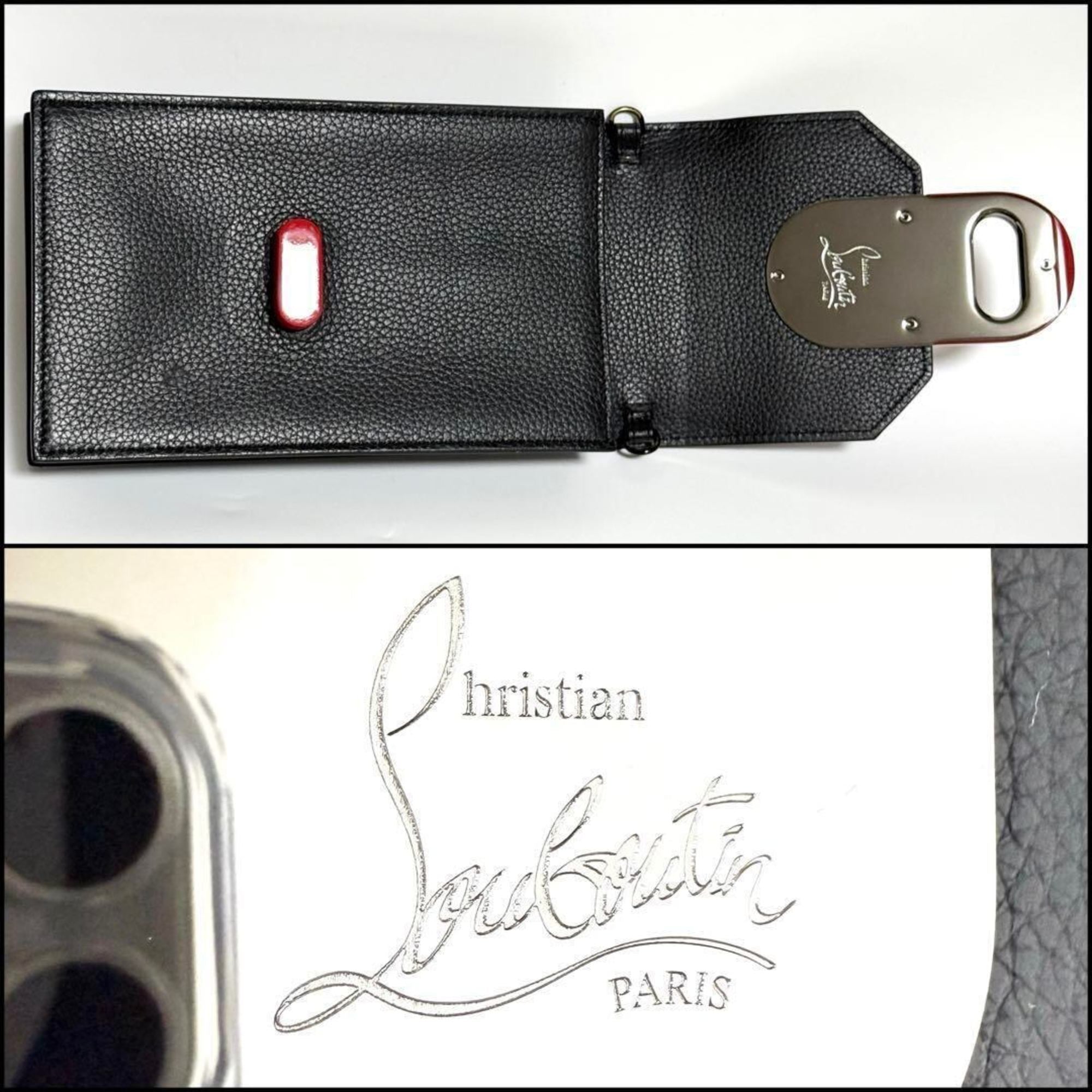 Christian Louboutin Black Leather Metal Pouch Shoulder Bag (Pre-Owned)