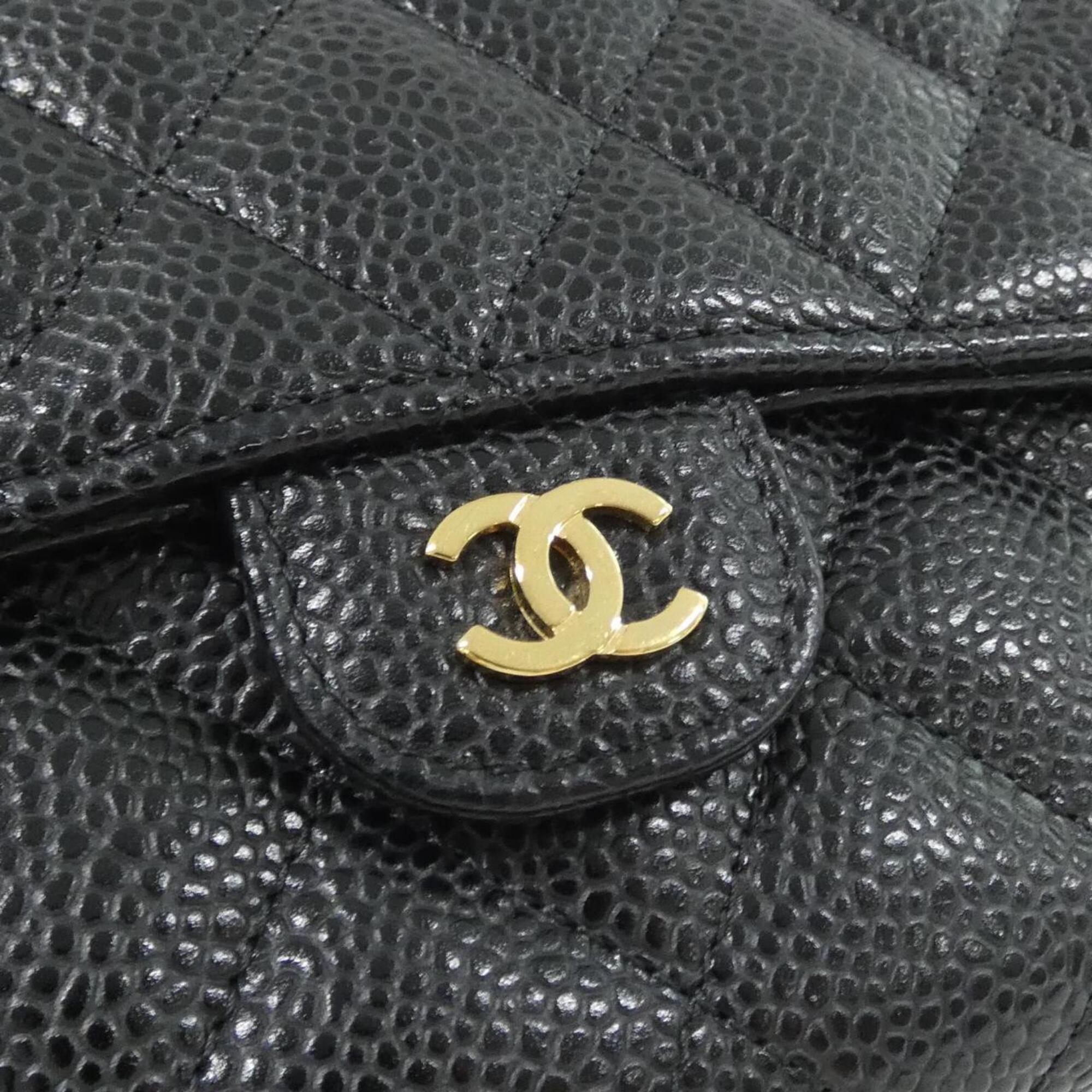 Chanel Black Bordeaux Grained Calfskin Wallet (Tri-Fold) (Pre-Owned)